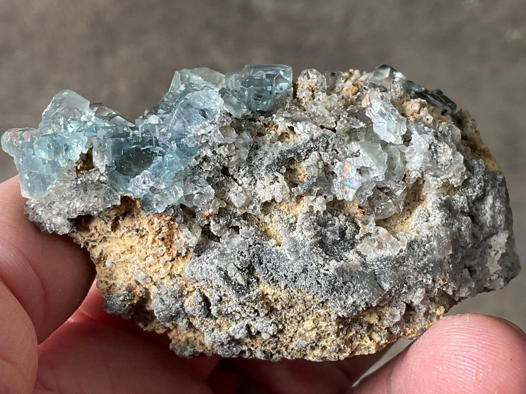 130g Blue/Green Fluorite on Quartz/Sphalerite Specimen 2A from Fujian, China