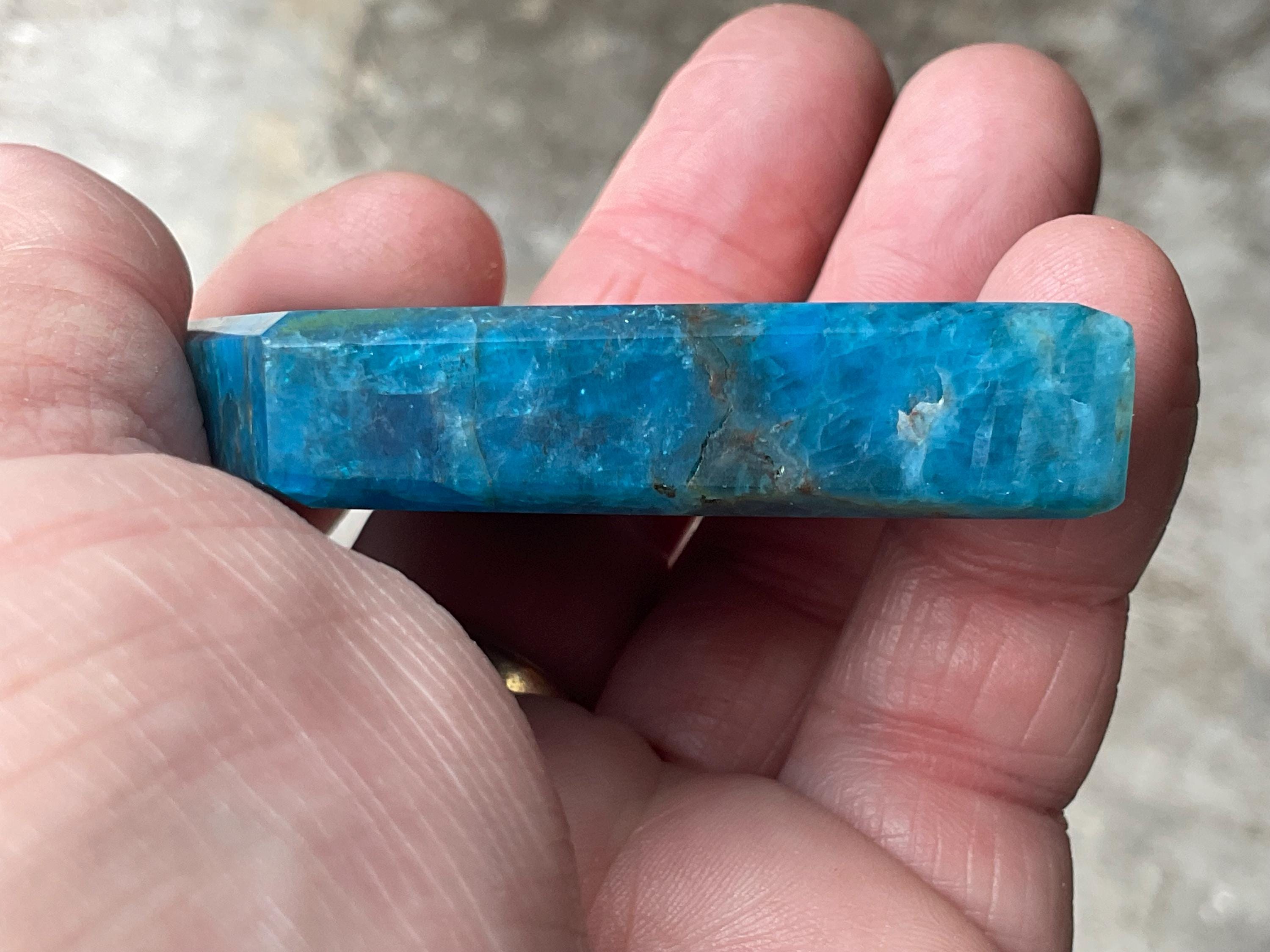 82g Blue Apatite Polished Diamond 2C