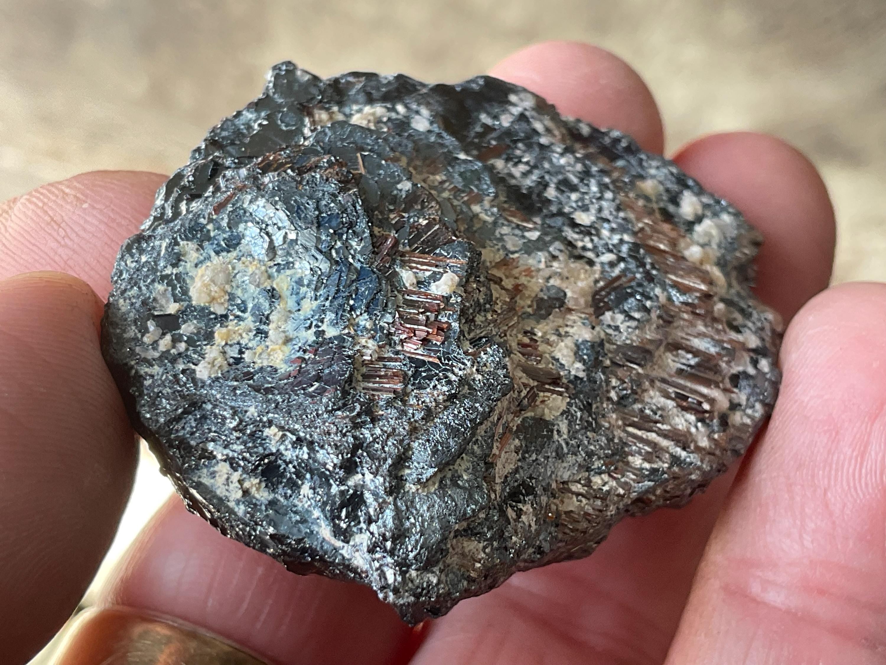 RESERVED FOR MEREDITH **76g Hematite with Red Rutile Specimen 4C