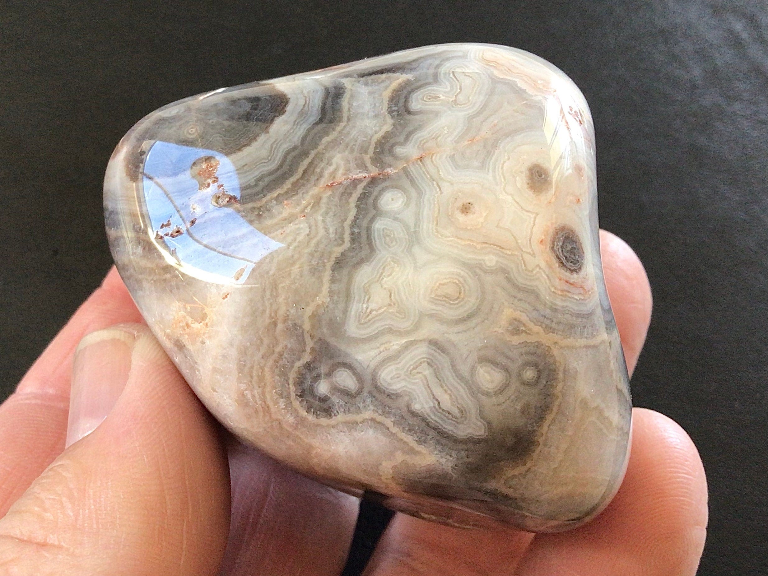 157g Large Australian Crazy Lace Agate Palmstone 1B
