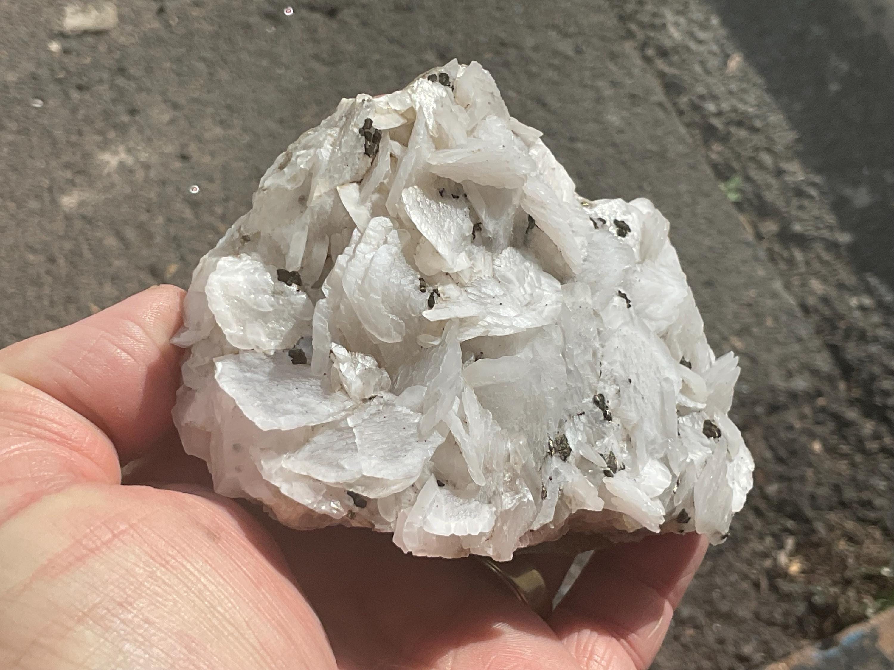 422g Pyrite on Calcite Specimen C from Hunnan, China