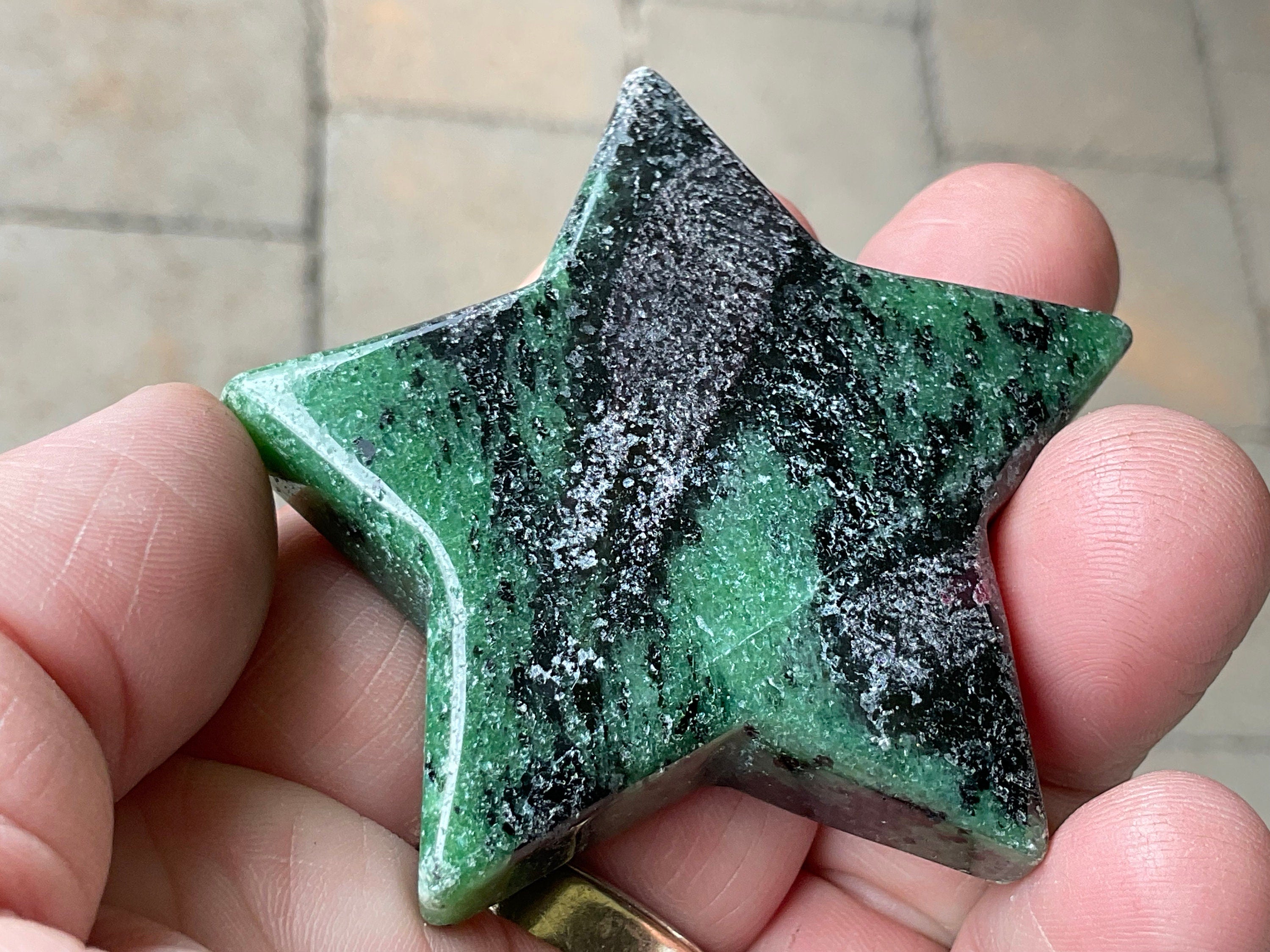 67g Ruby in Zoisite Polished Star 1E