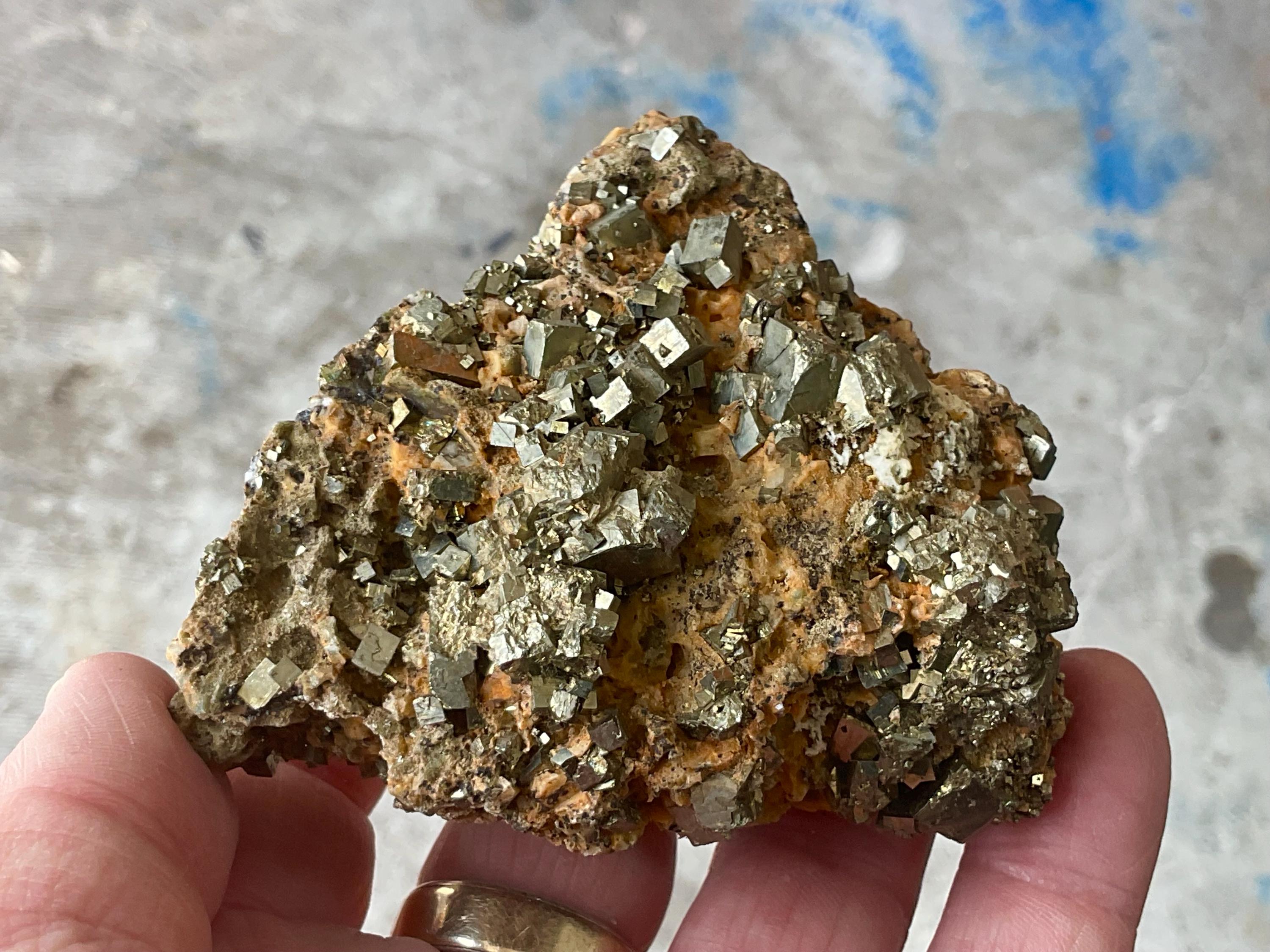 322g Chinese Pyrite with Quartz on Matrix Specimen E