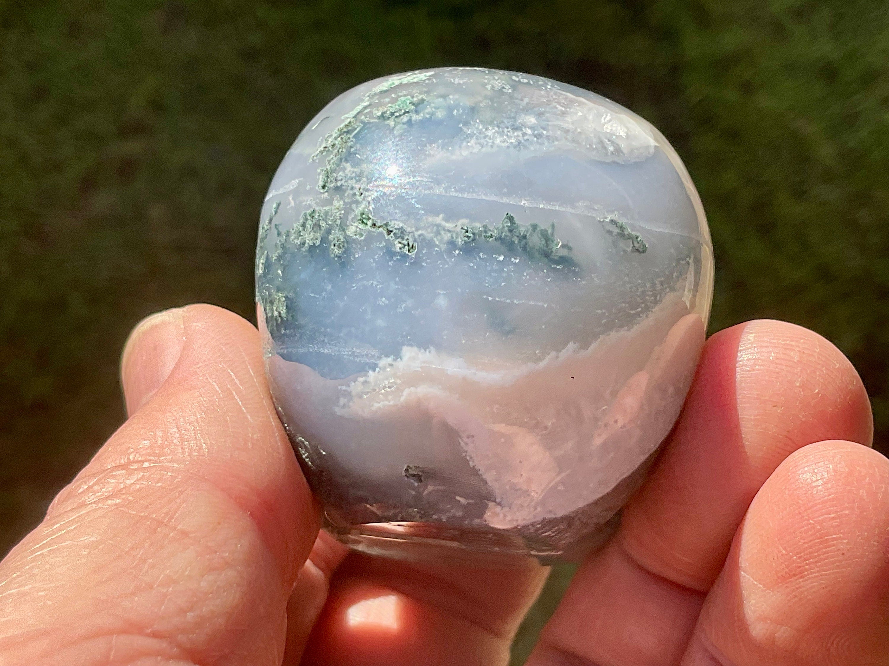 128g Moss Agate Skull 4A