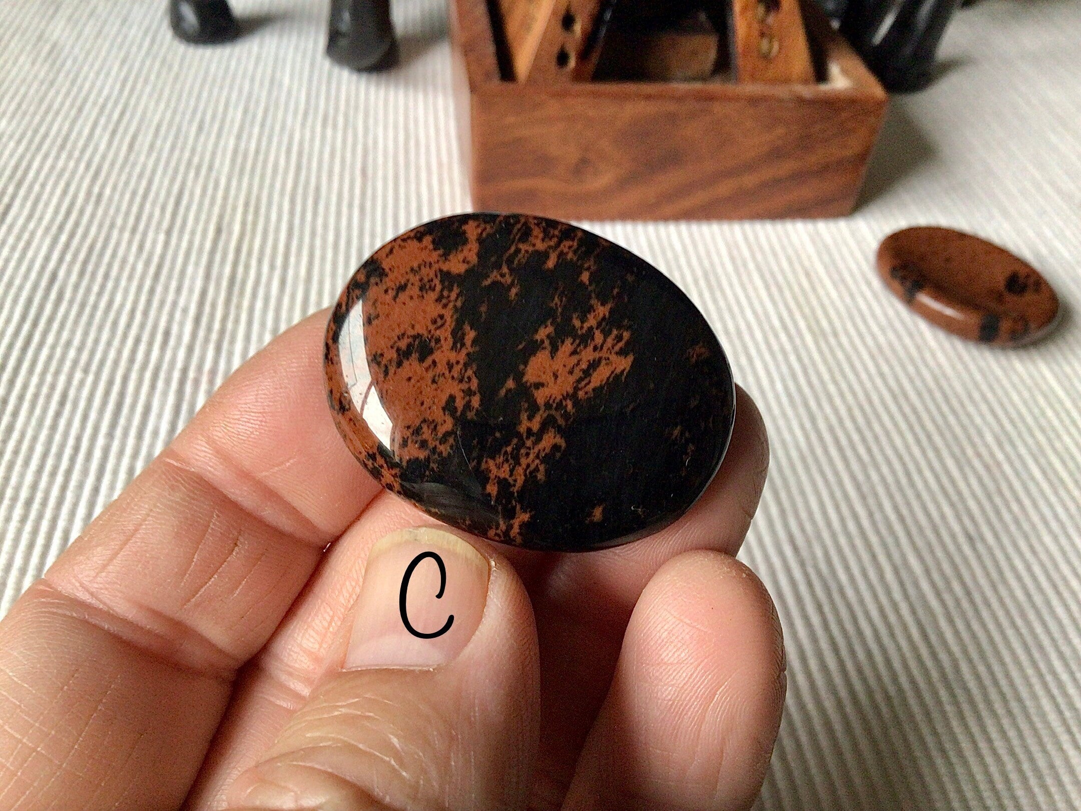 Mahogany Obsidian Thumb Stone/Worry Stone Group 1
