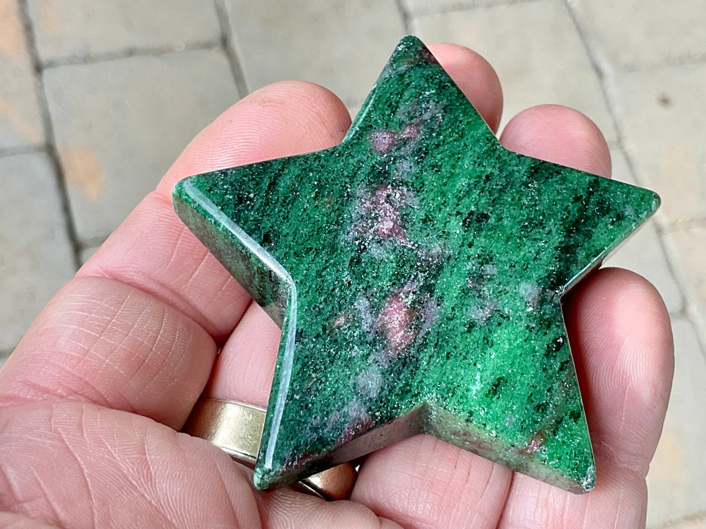 78g Ruby in Zoisite Polished Star 2D