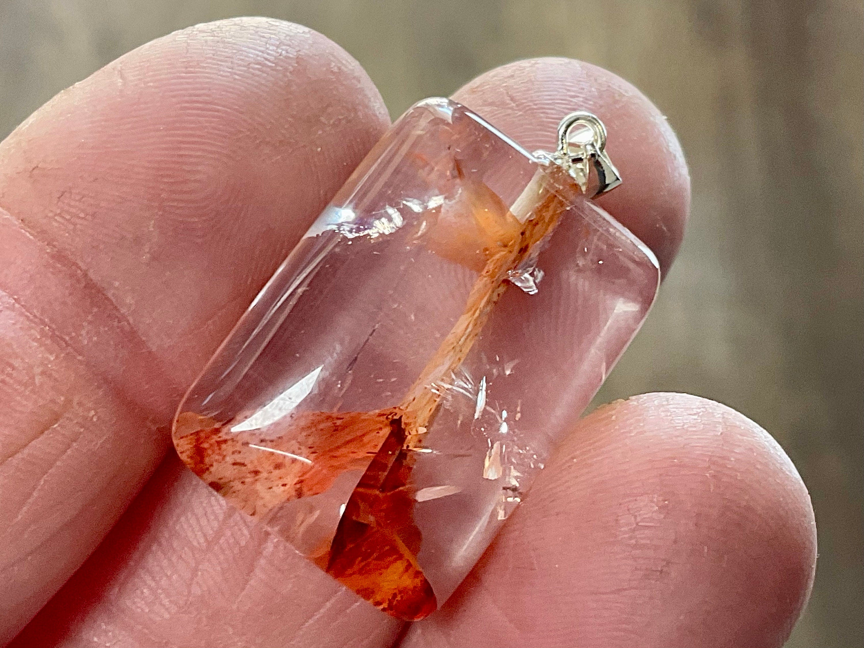 Fire Quartz Pillow Cabochon Pendant 2C