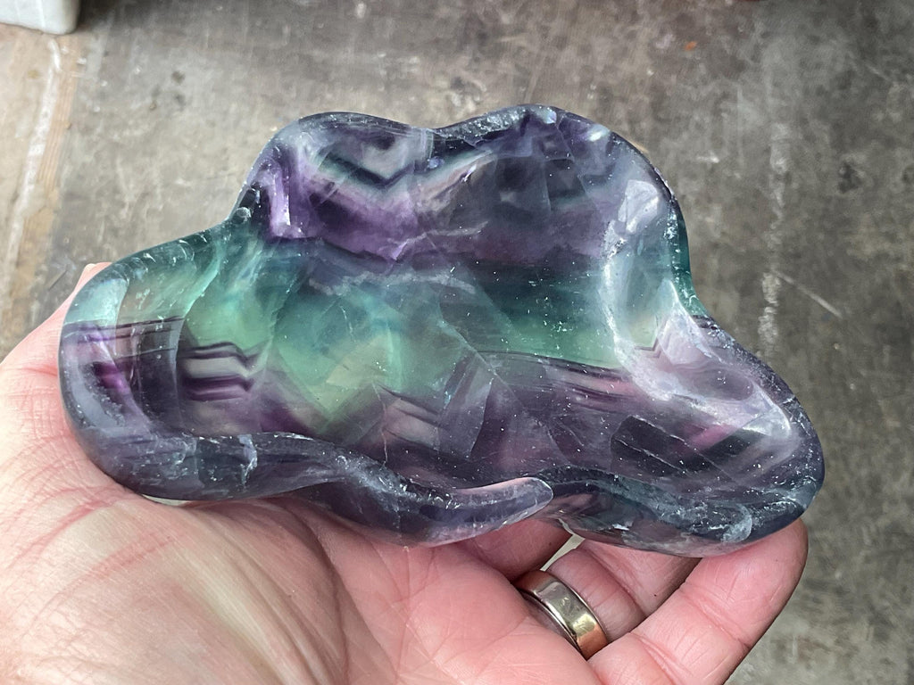 434g Rainbow Fluorite Freeform Bowl 3B