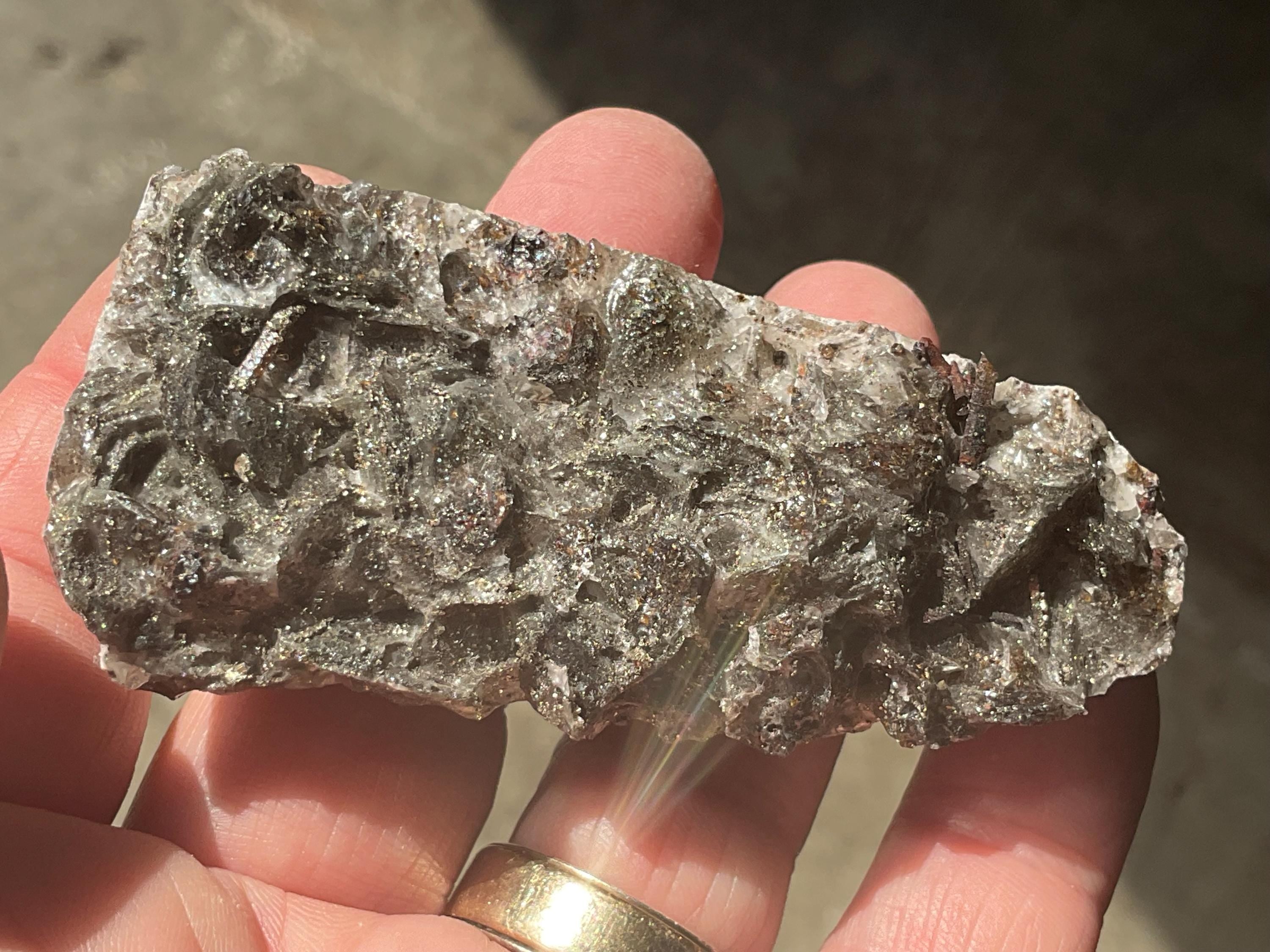 94g Pyrite encrusted Calcite on Limonite Quartz Specimen 3B from Fujian, China