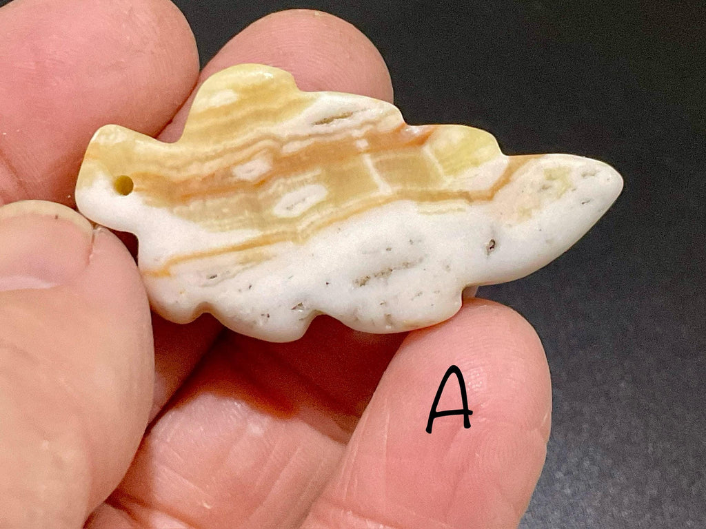 Orange Banded Calcite Drilled Leaf Pendant Group 2