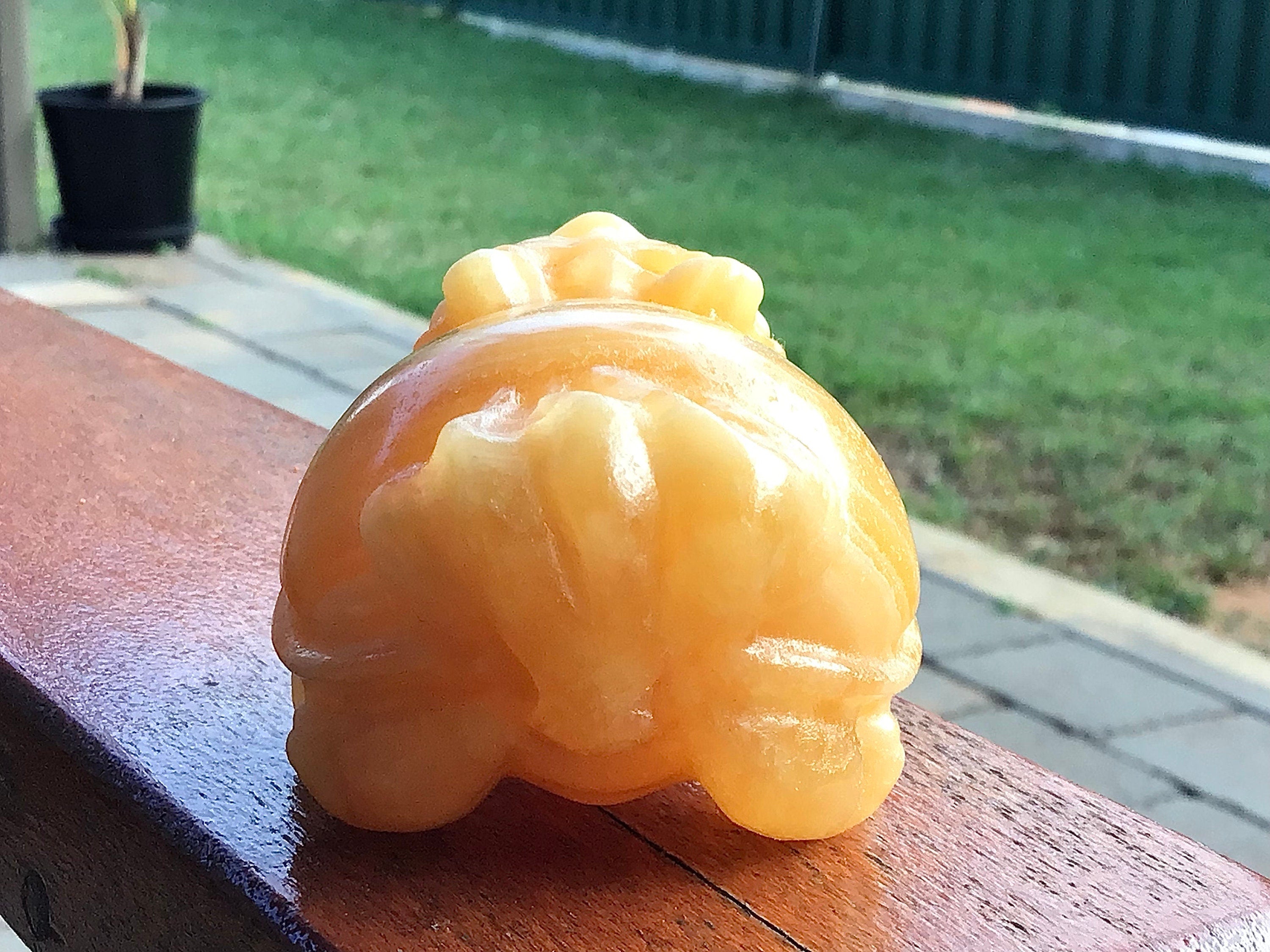 204g Orange Banded Calcite Dragon Turtle Carving