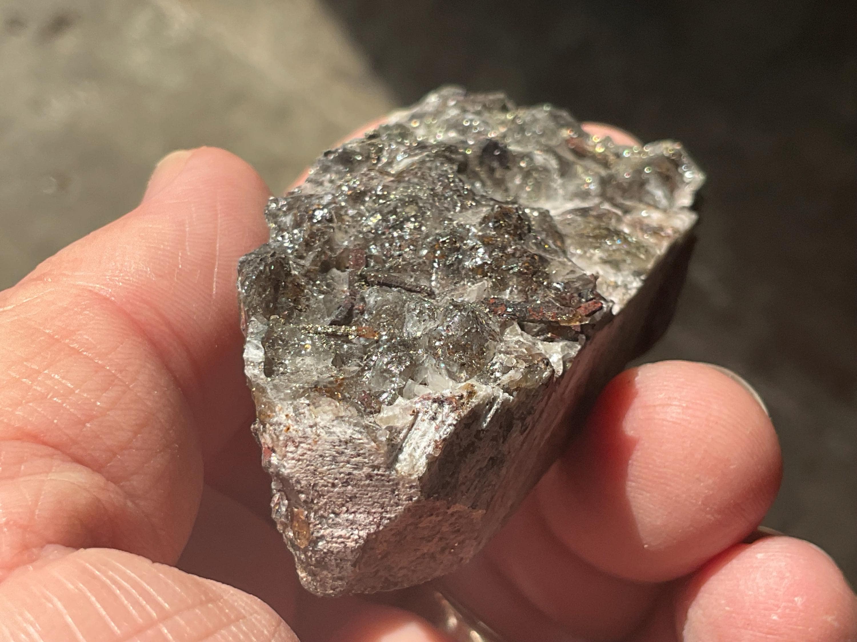 94g Pyrite encrusted Calcite on Limonite Quartz Specimen 3B from Fujian, China