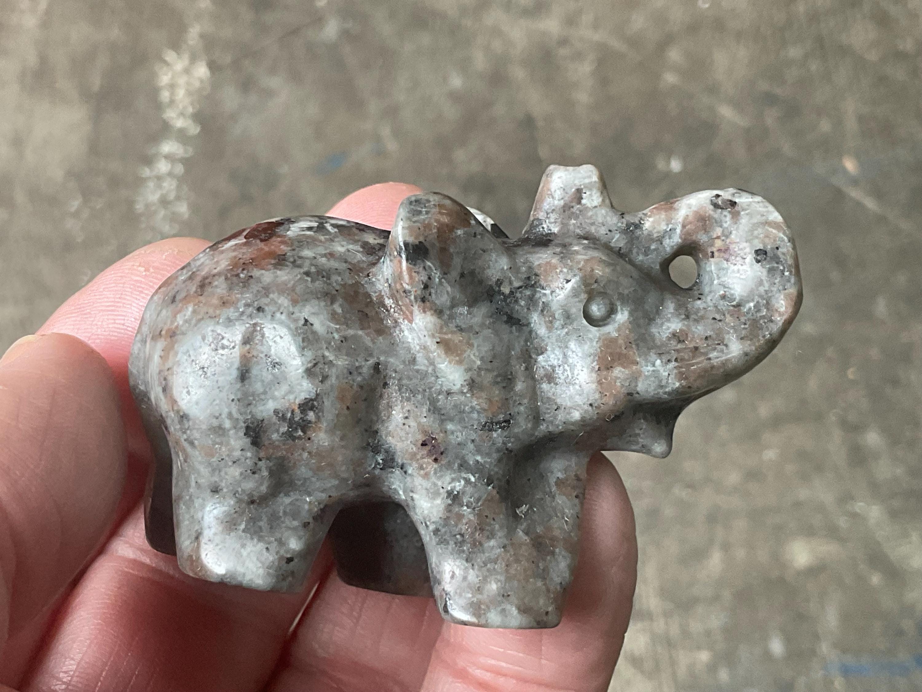 70g Syenite with Sodalite (Yooperlite) Elephant Carving A