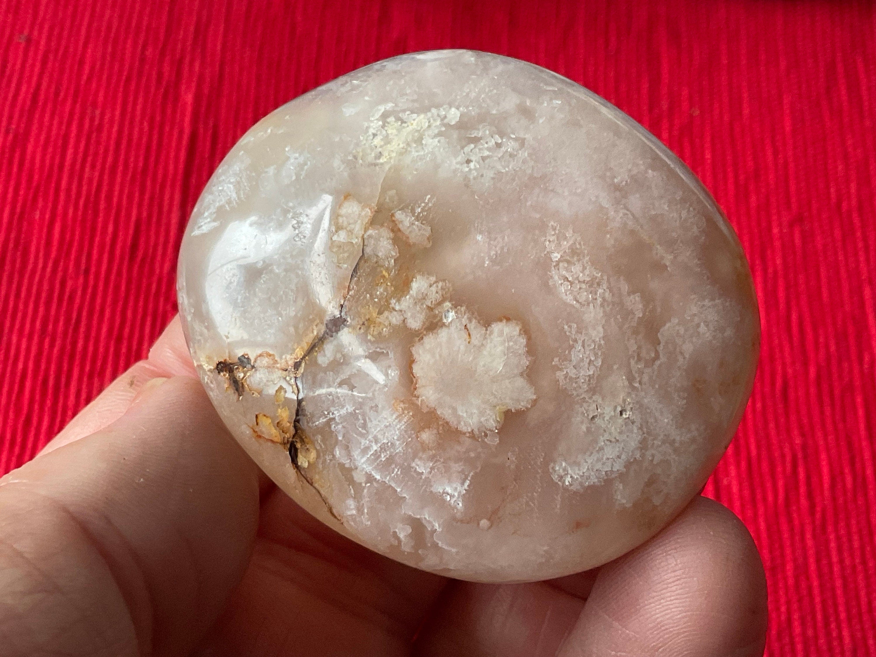 86g Flower Agate Palmstone 7C