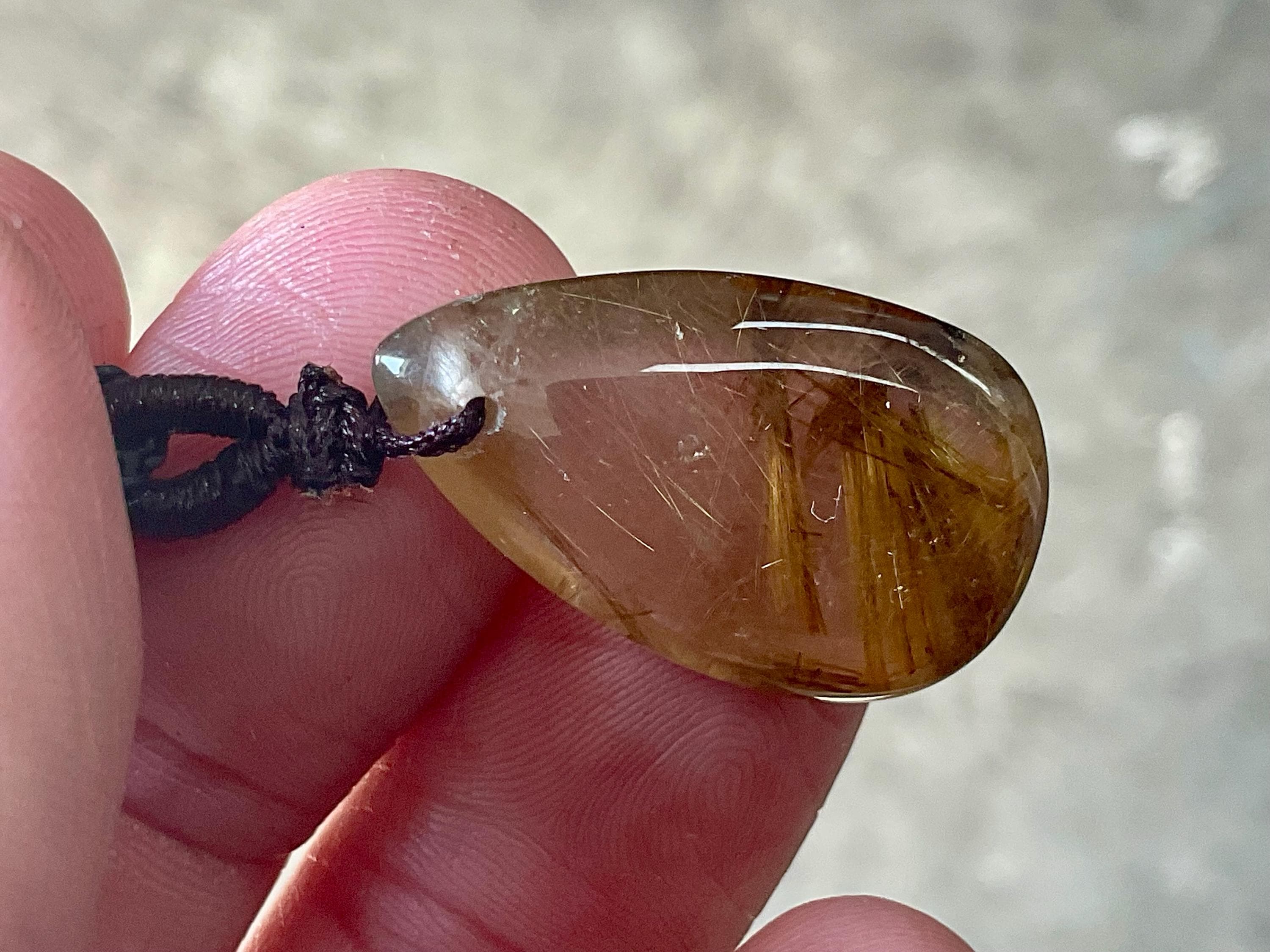 Golden Rutile Teardrop Adjustable Pendant C