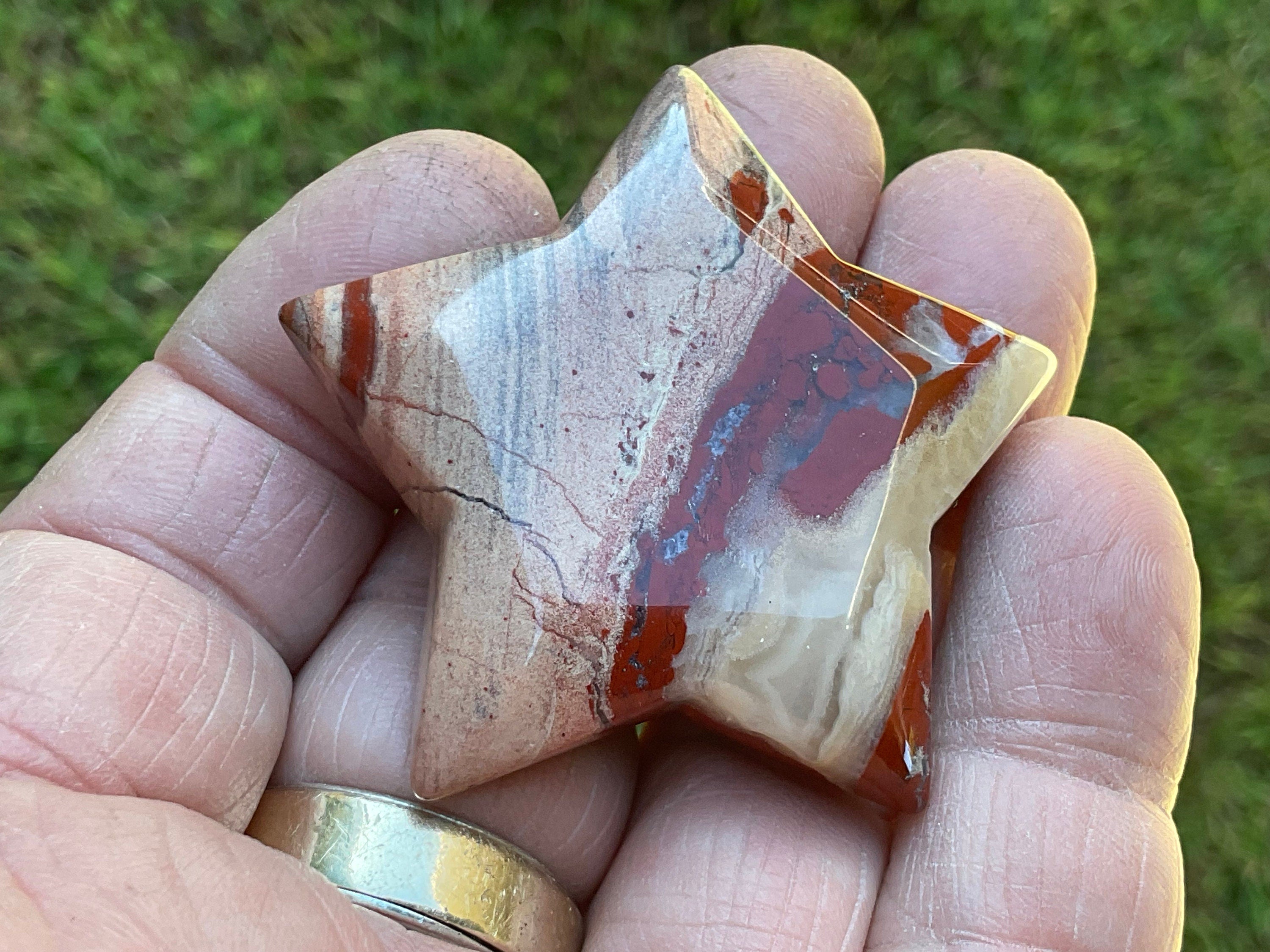 40g Brecciated Red Jasper with Chalcedony Star 3A