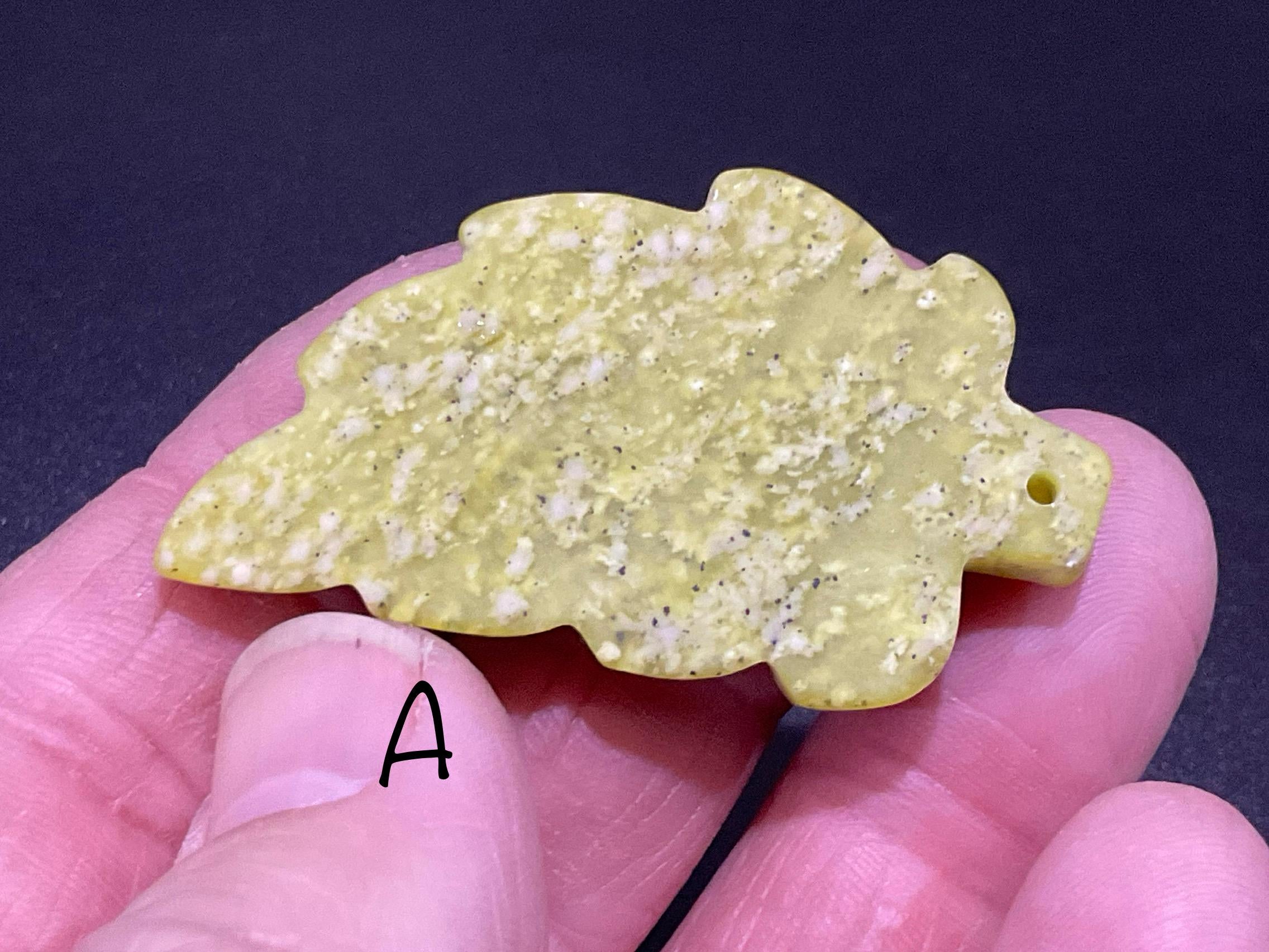 Lime Green Pakistan Asterite Drilled Leaf Pendant Group 4