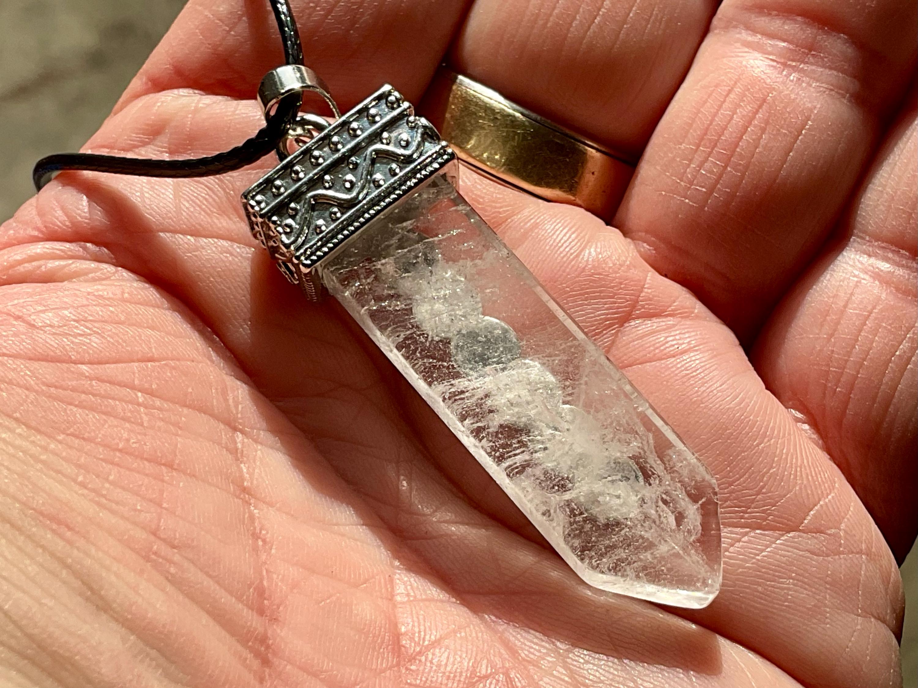 Clear Quartz Pendant with Chakra Stones
