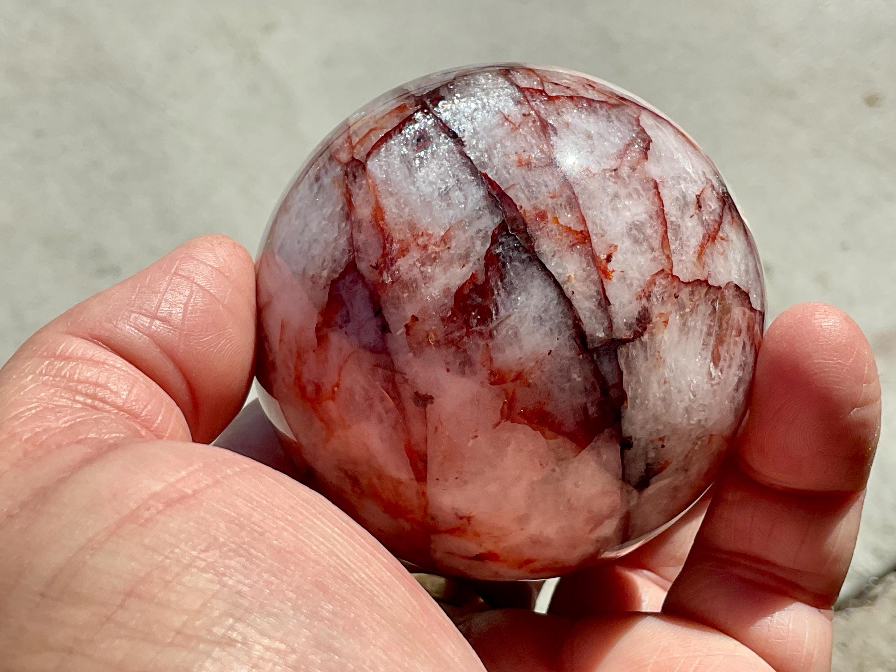 386g Fire Quartz (Hematite Quartz) Sphere 3A