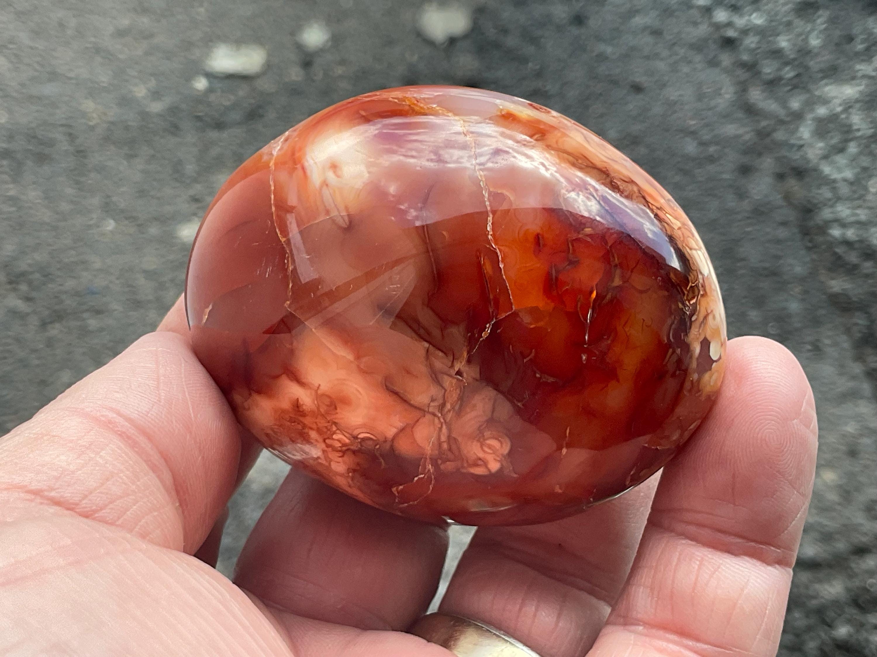 154g Carnelian Orca Agate Palmstone 6A