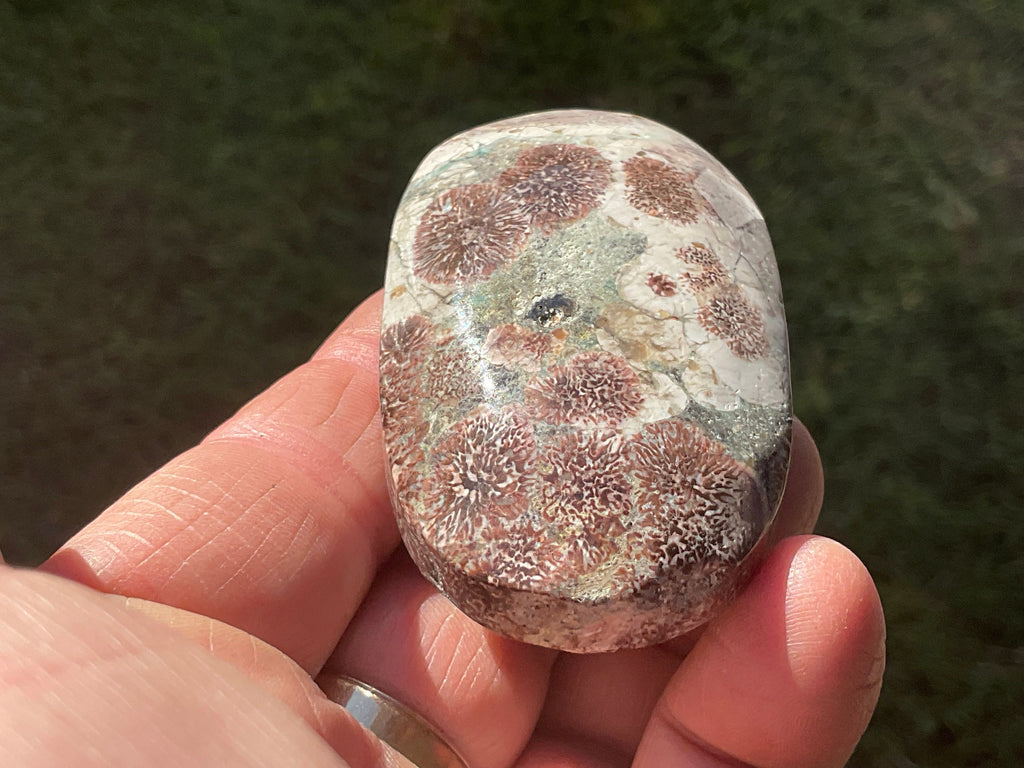 80g Green Cherry Blossom Jasper Palmstone 6C