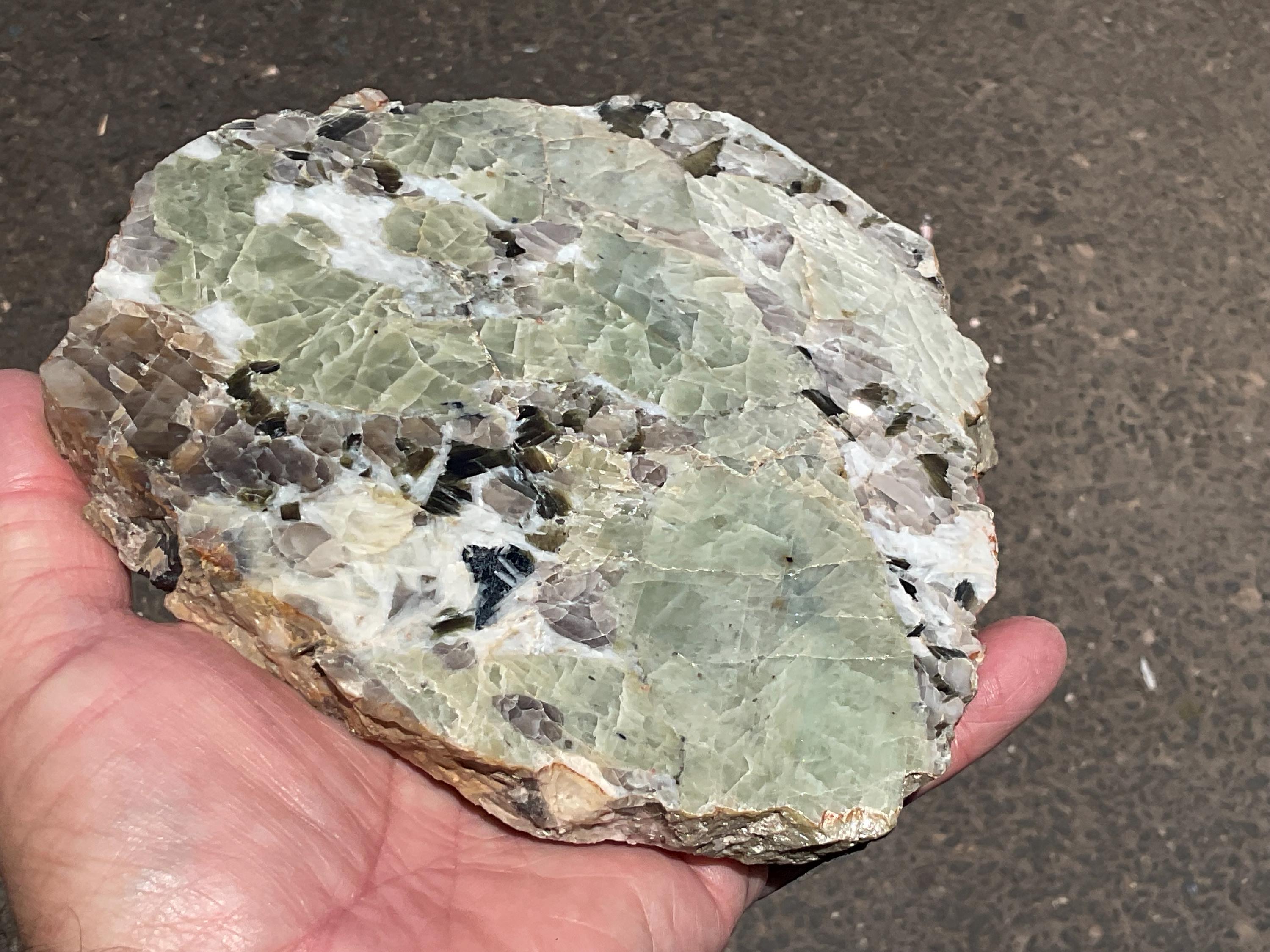 882g Yinnietharra Polished Beryl, Smokey Quartz and Mica Slab B