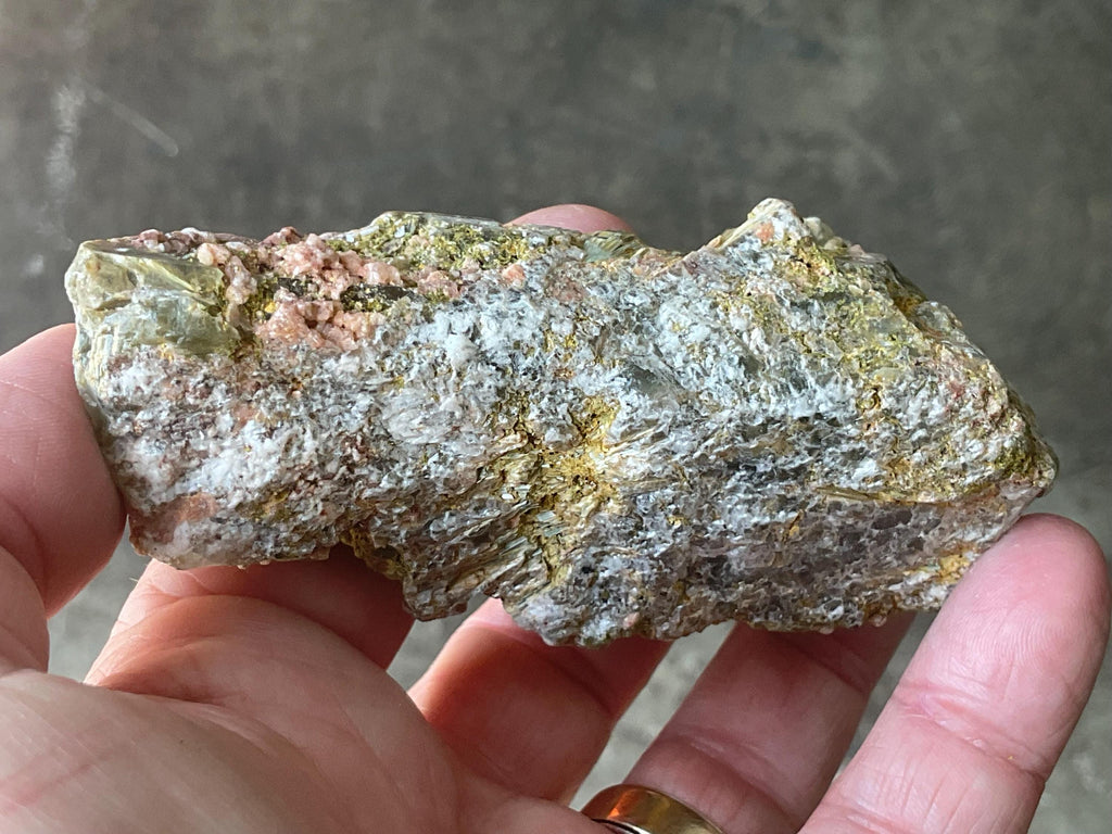 188g Epidote and Pink Dolomite on Smokey Quartz Specimen C from Inner Mongolia