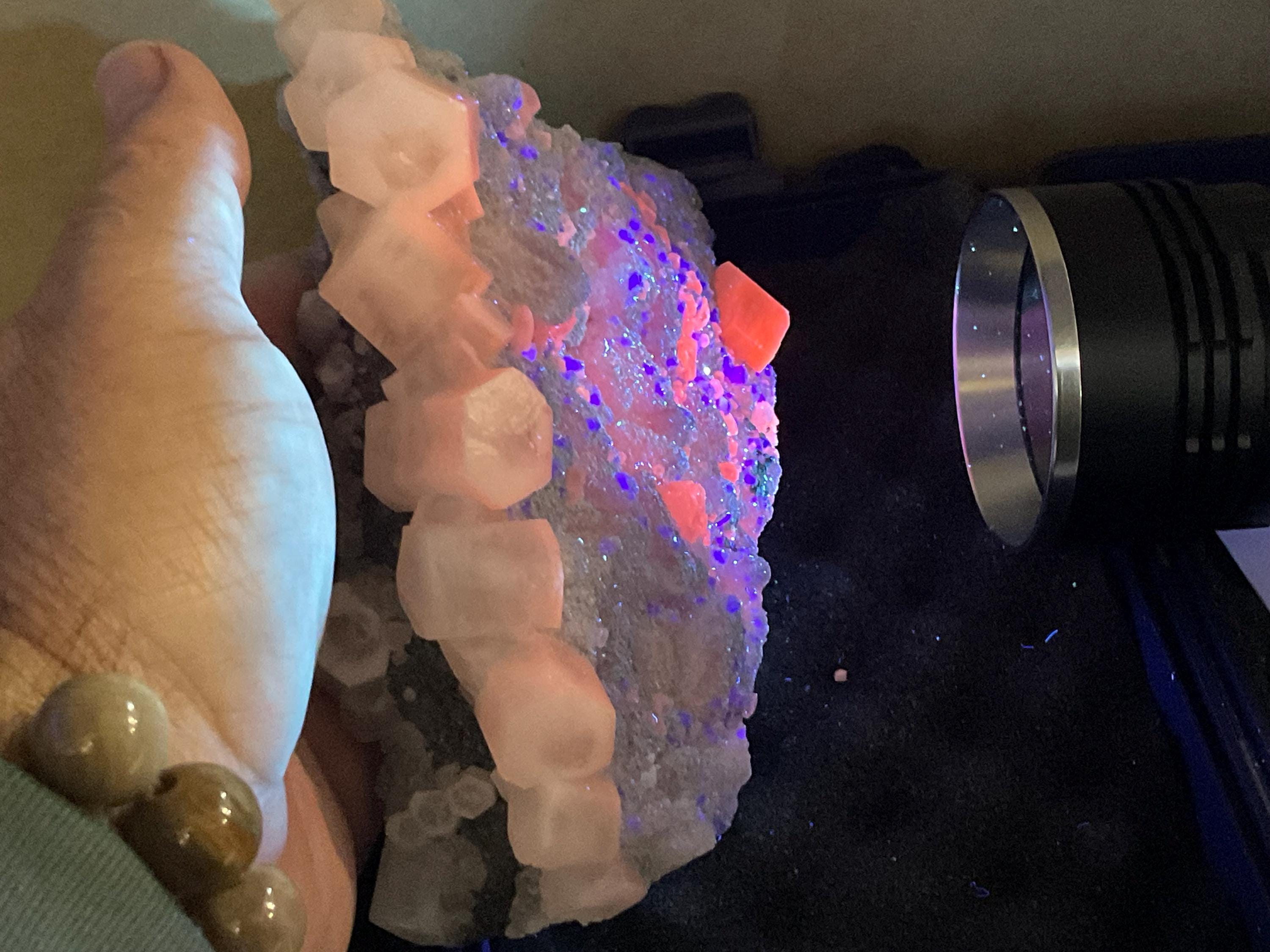 786g Mixed Calcite on Druzy Sphalerite Cabinet Specimen