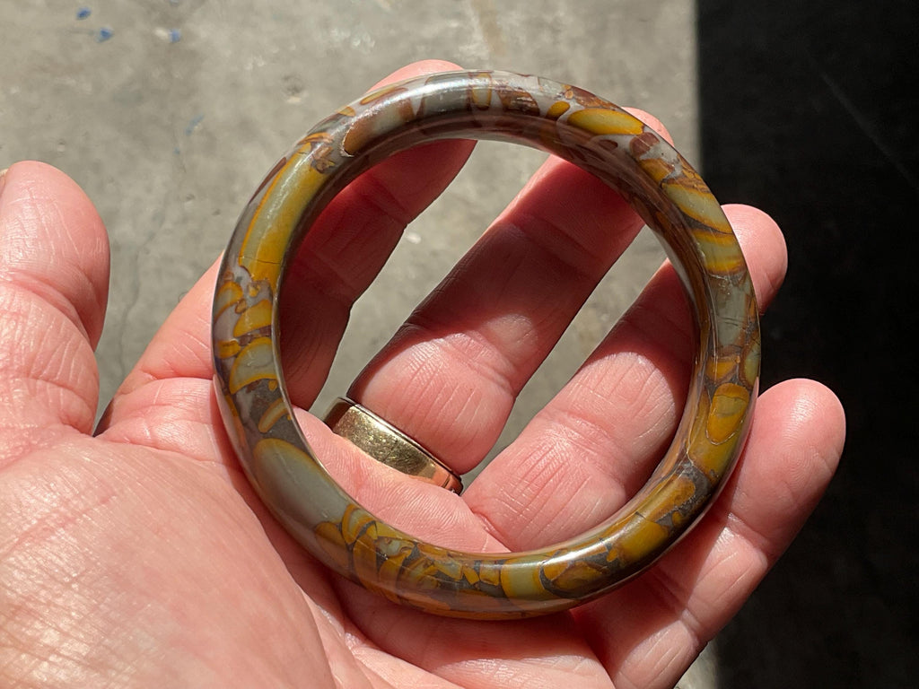 66g A Grade “Bamboo Leaf” Jasper Solid Bangle B