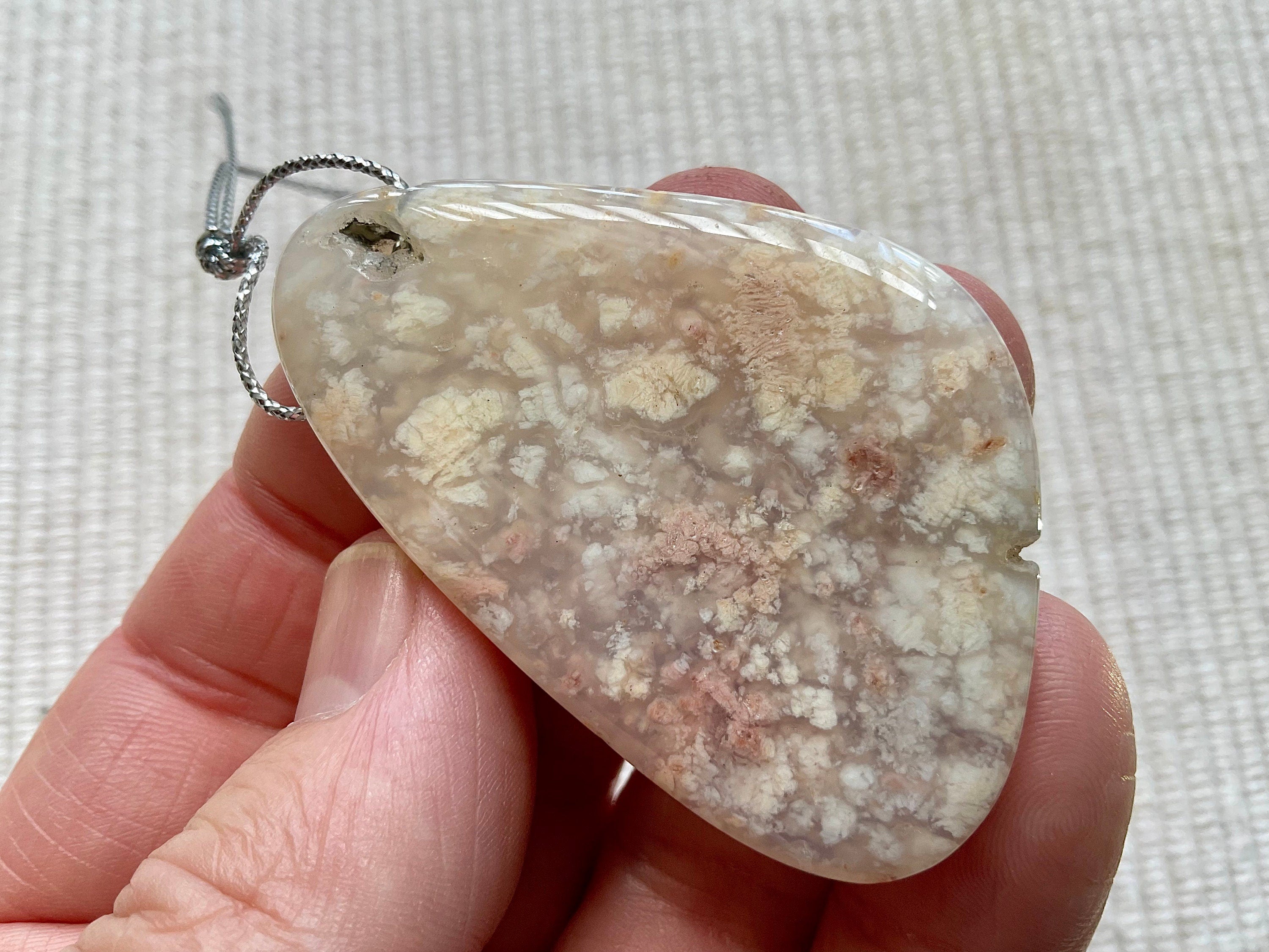 22g Heavily Included Pale Garden Quartz Pendant 7A