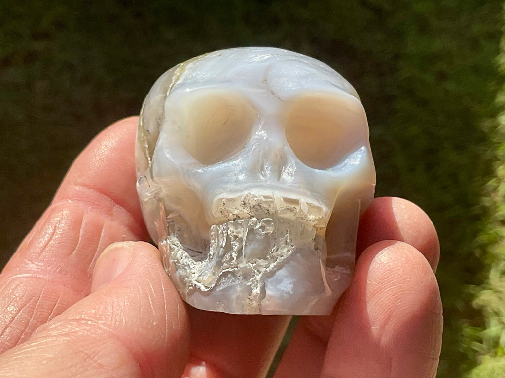117g Moss Agate Skull 1B