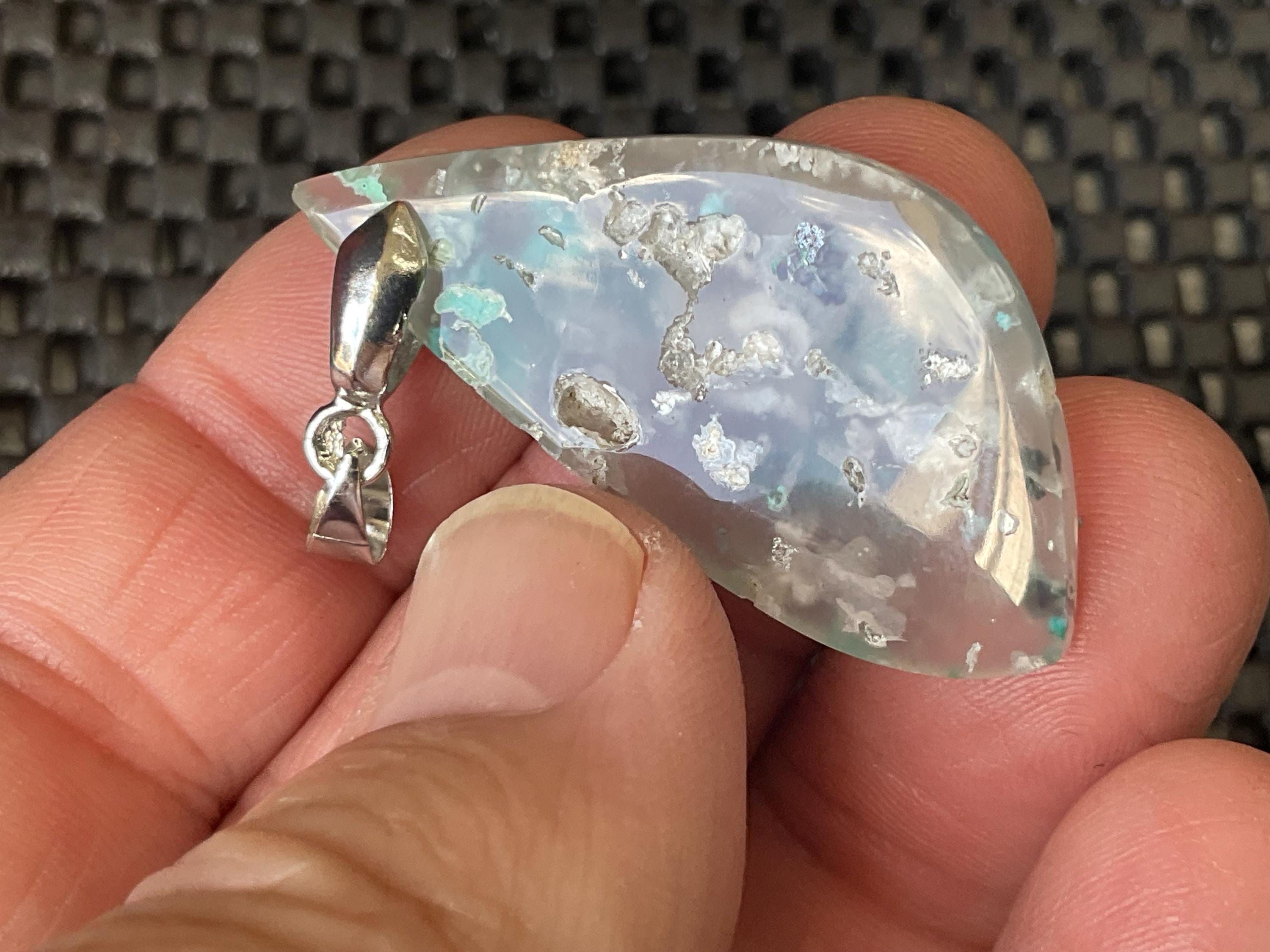 8g Natural Chrysocolla in Chalcedony Pendant 2A