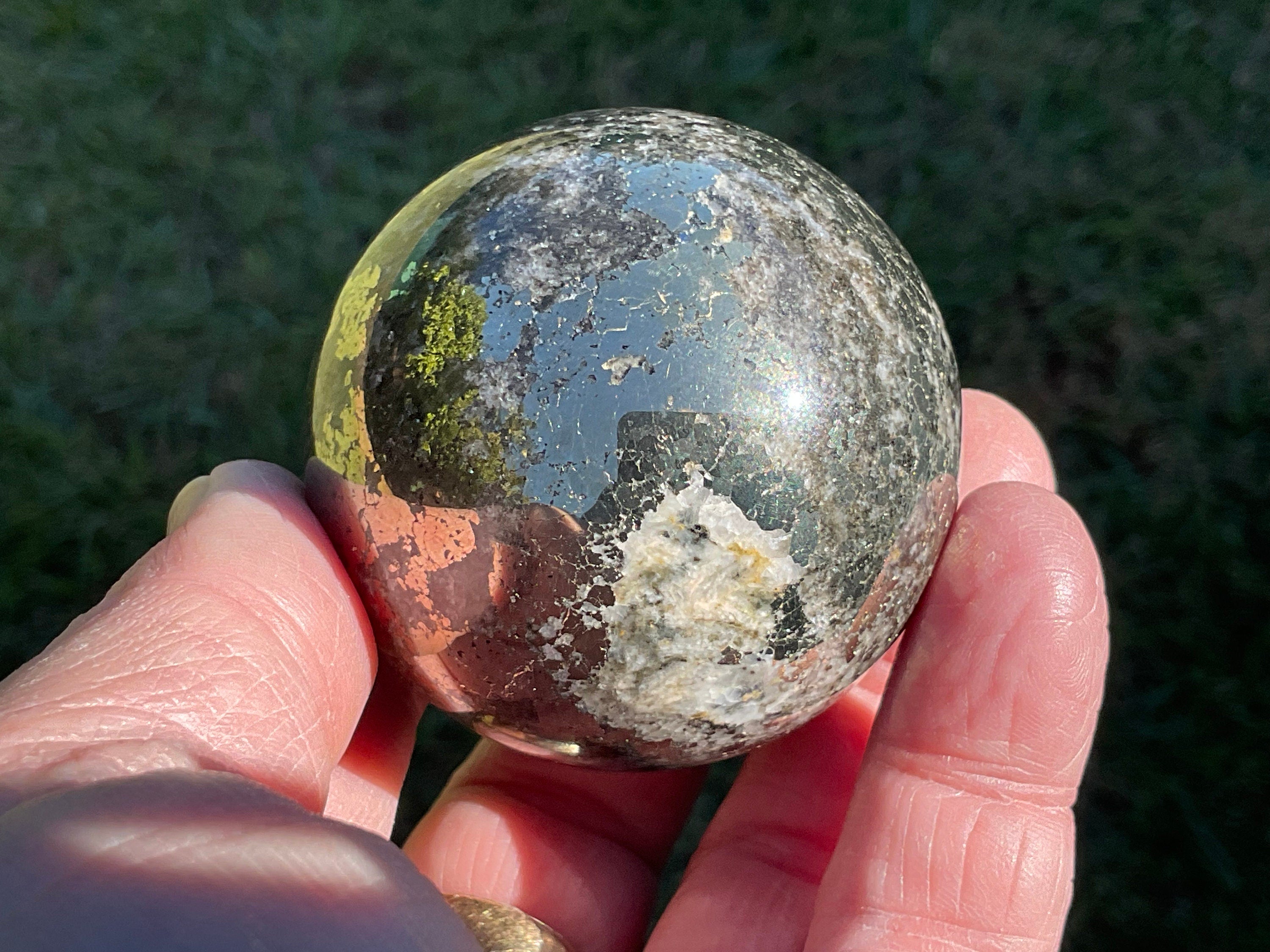 276g Cubic Pyrite in Quartz Sphere B
