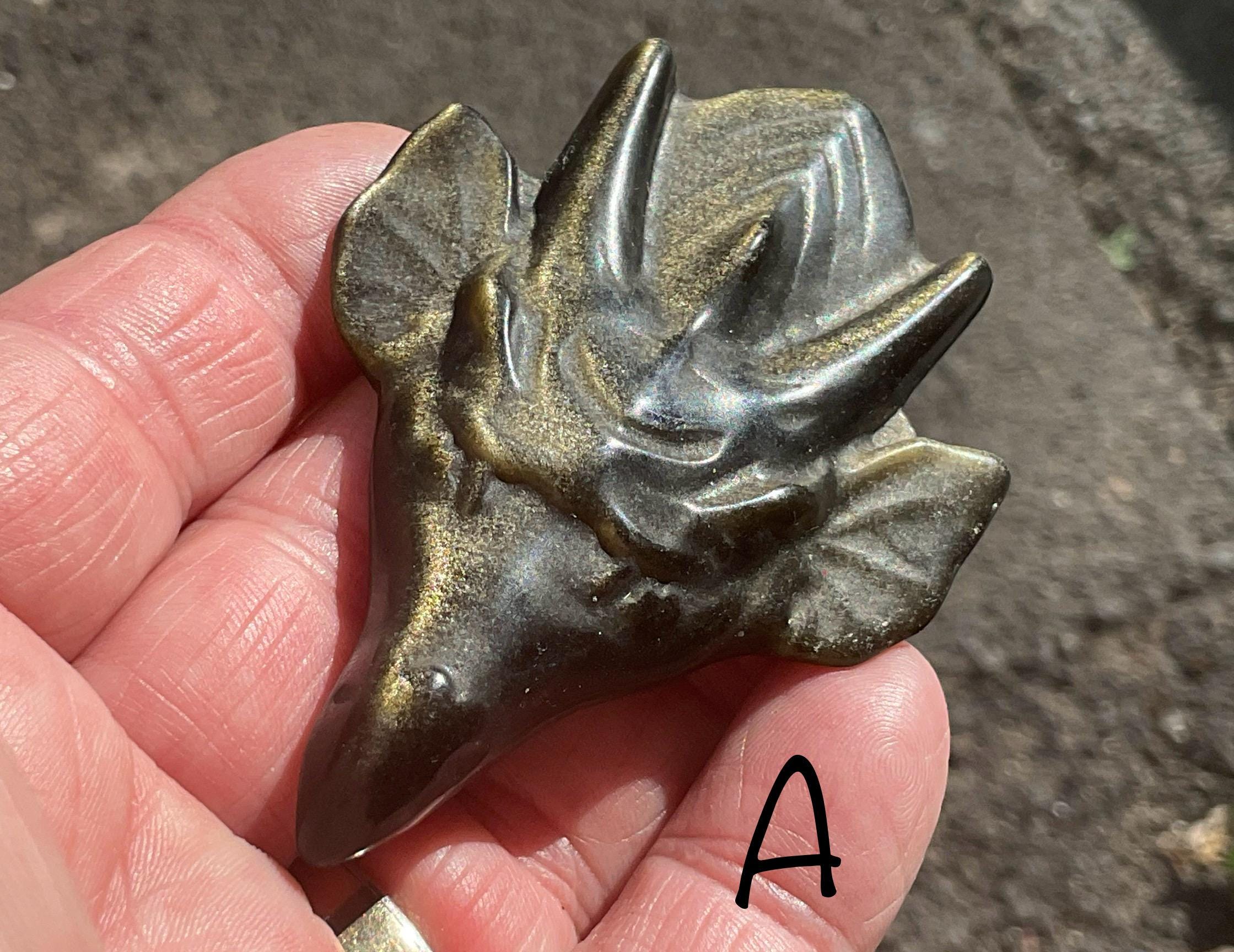 Gold Sheen Obsidian Dragon Head Carving