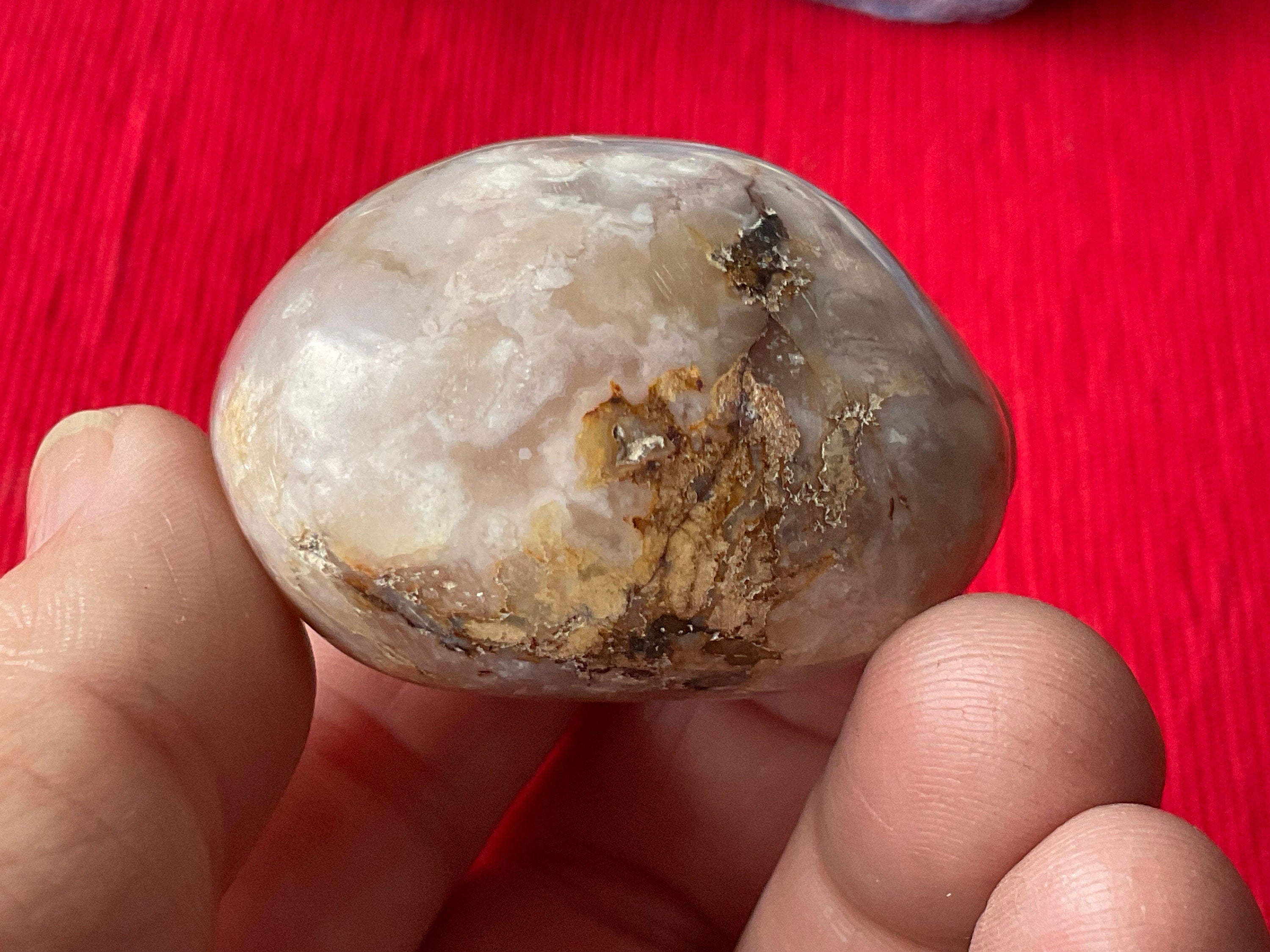 89g Flower Agate Palmstone 8C
