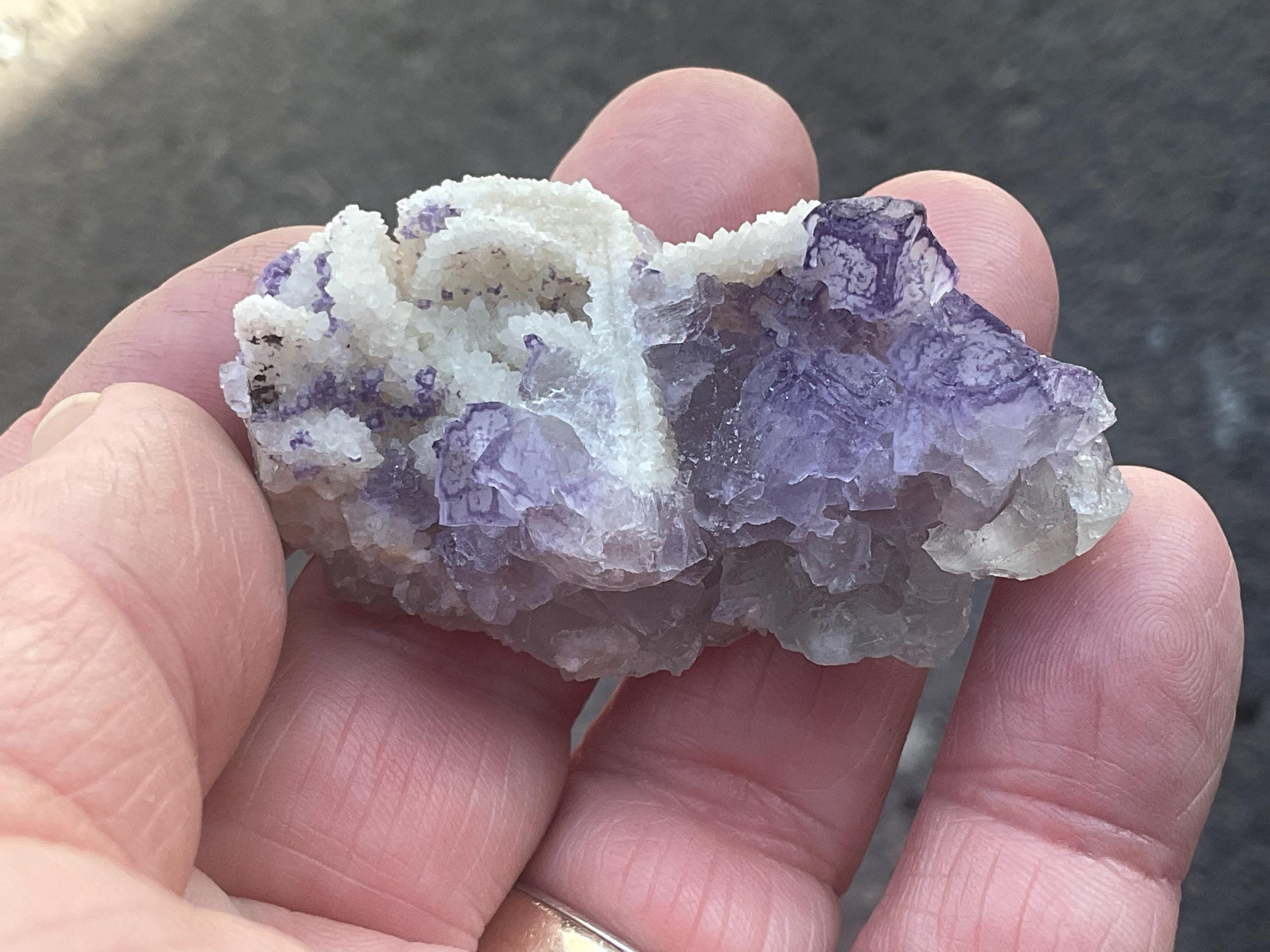 38g Lavender QR Code Fluorite Specimen 3A