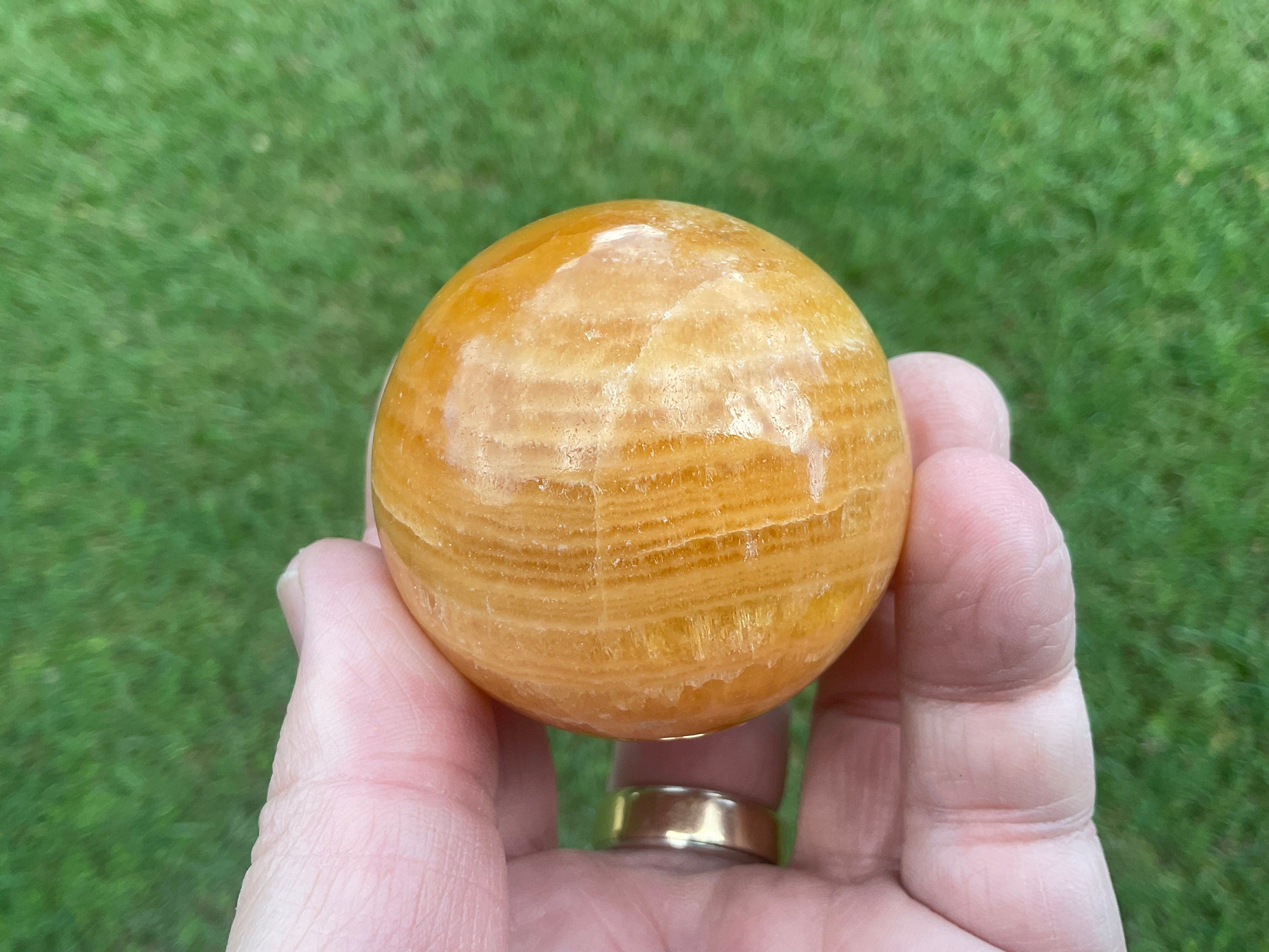 196g “Orange Fire Calcite” Sphere 1B