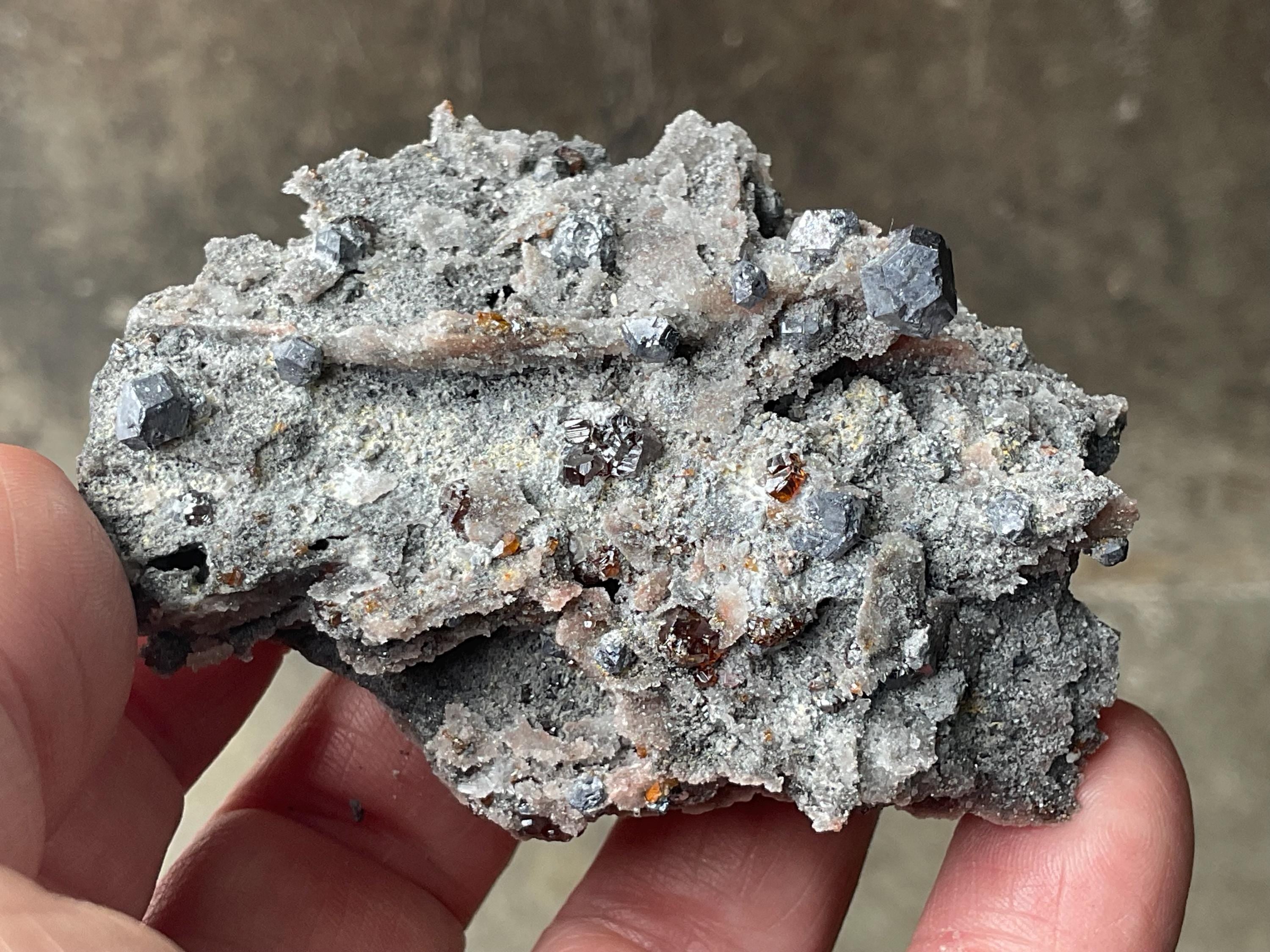 64g Sphalerite, Garnet, Galena Quartz Specimen 5B from Hunan, China