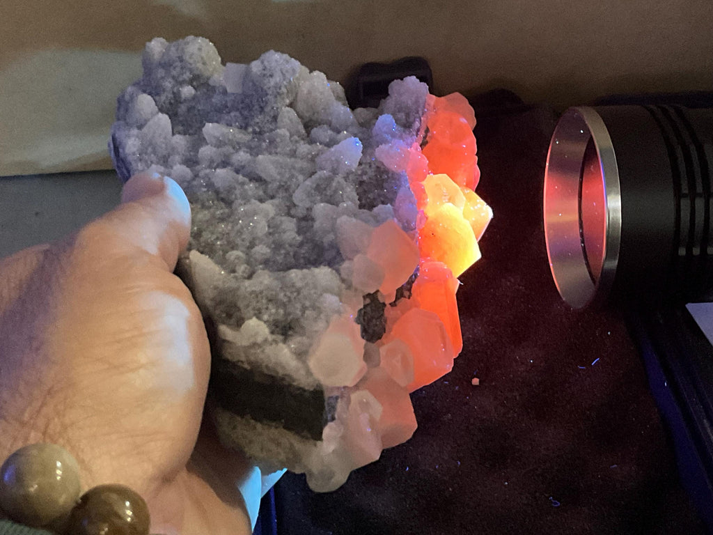 786g Mixed Calcite on Druzy Sphalerite Cabinet Specimen