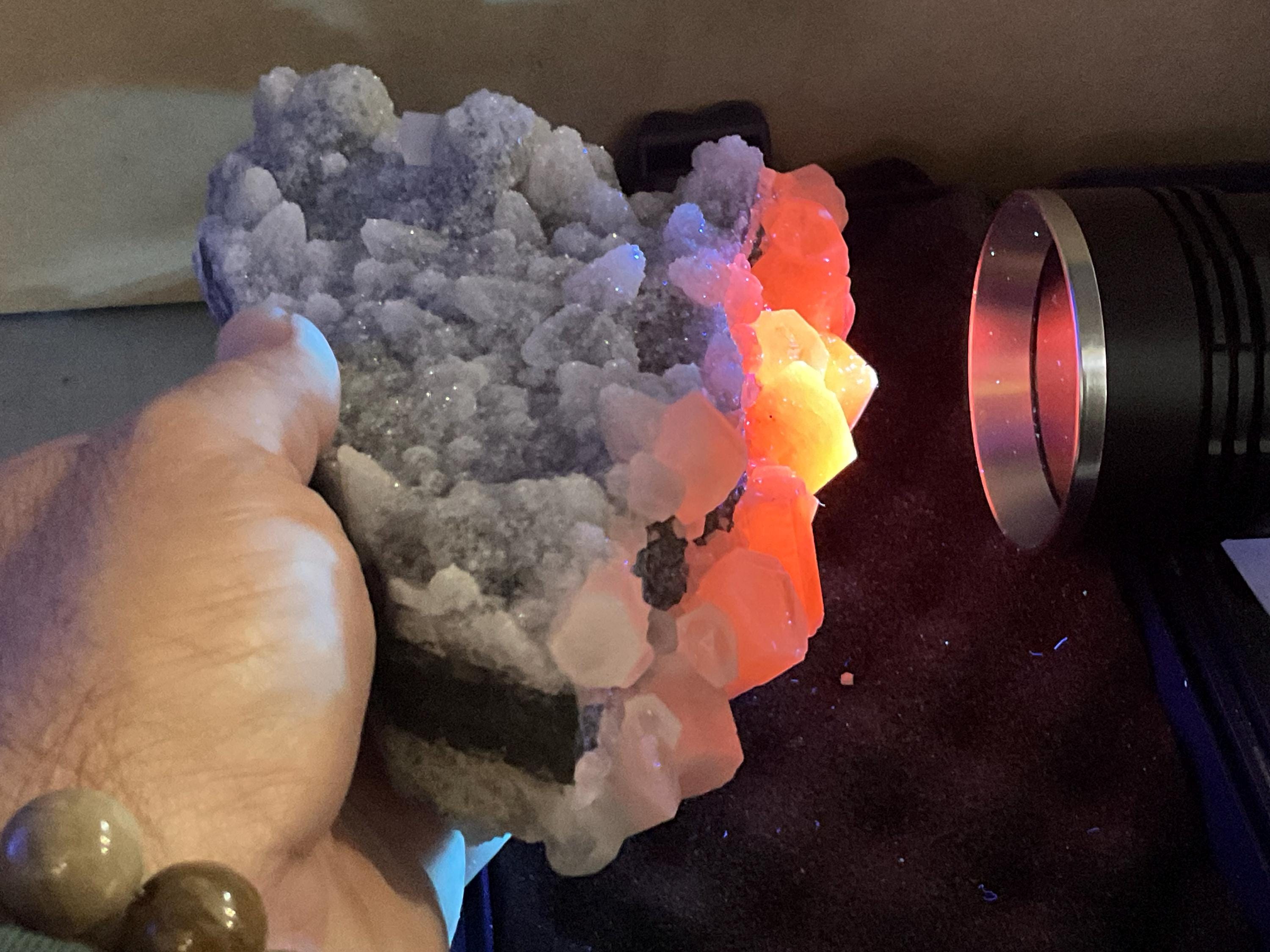 786g Mixed Calcite on Druzy Sphalerite Cabinet Specimen