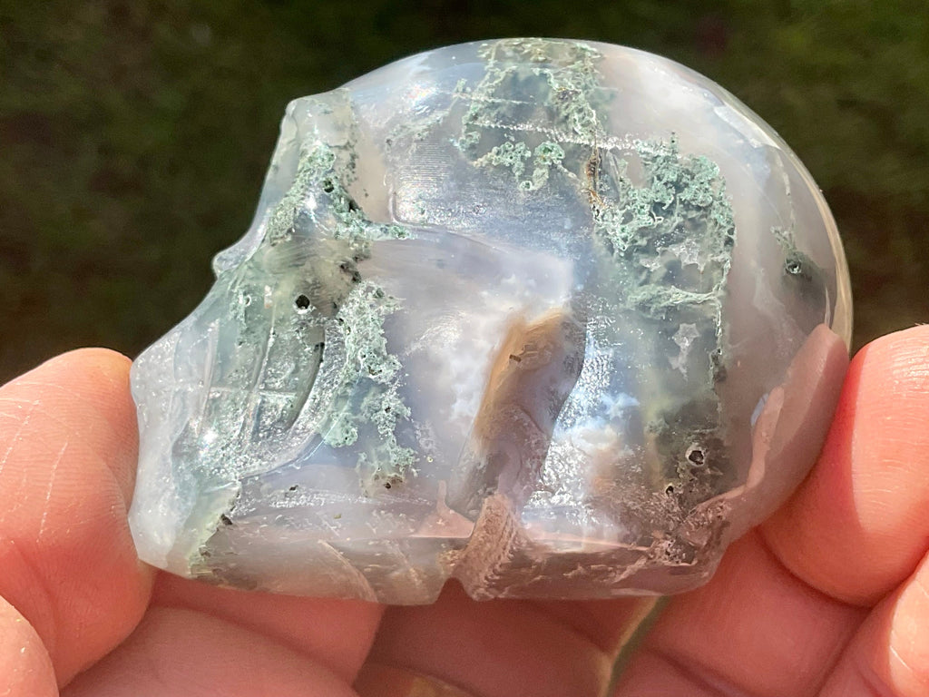 123g Moss Agate Skull 3B