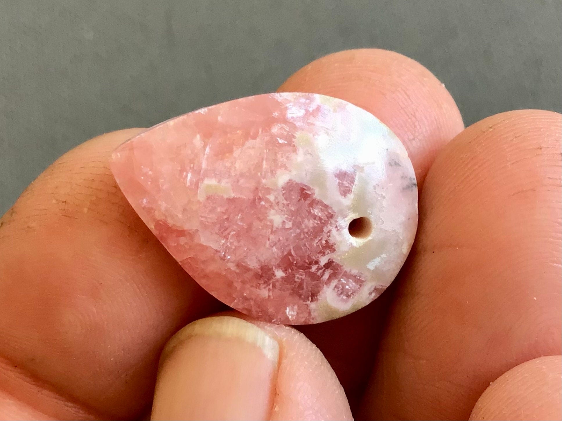 Rhodochrosite Drilled Pendant 2B
