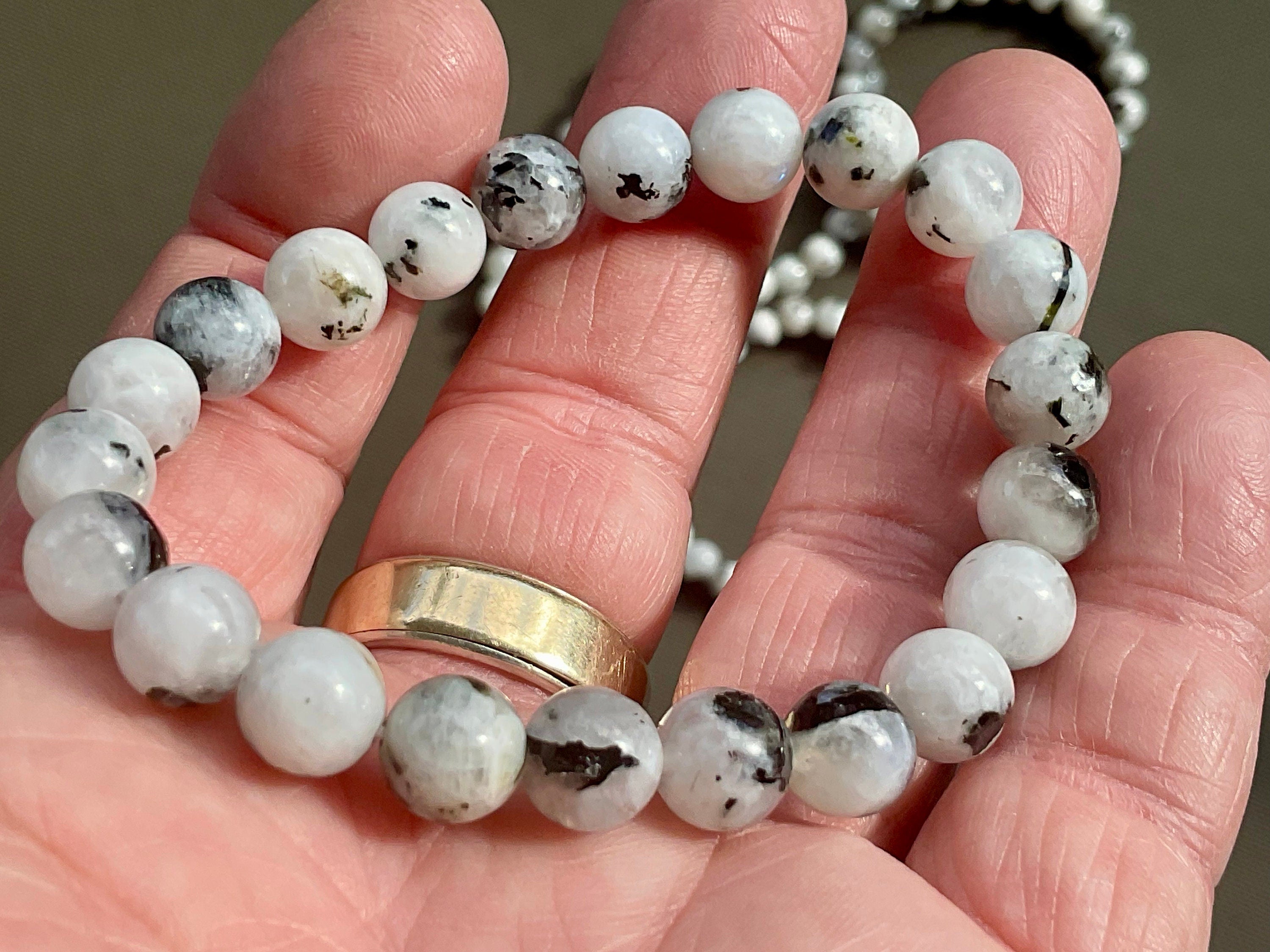 Rainbow Moonstone 8mm Bead Bracelet