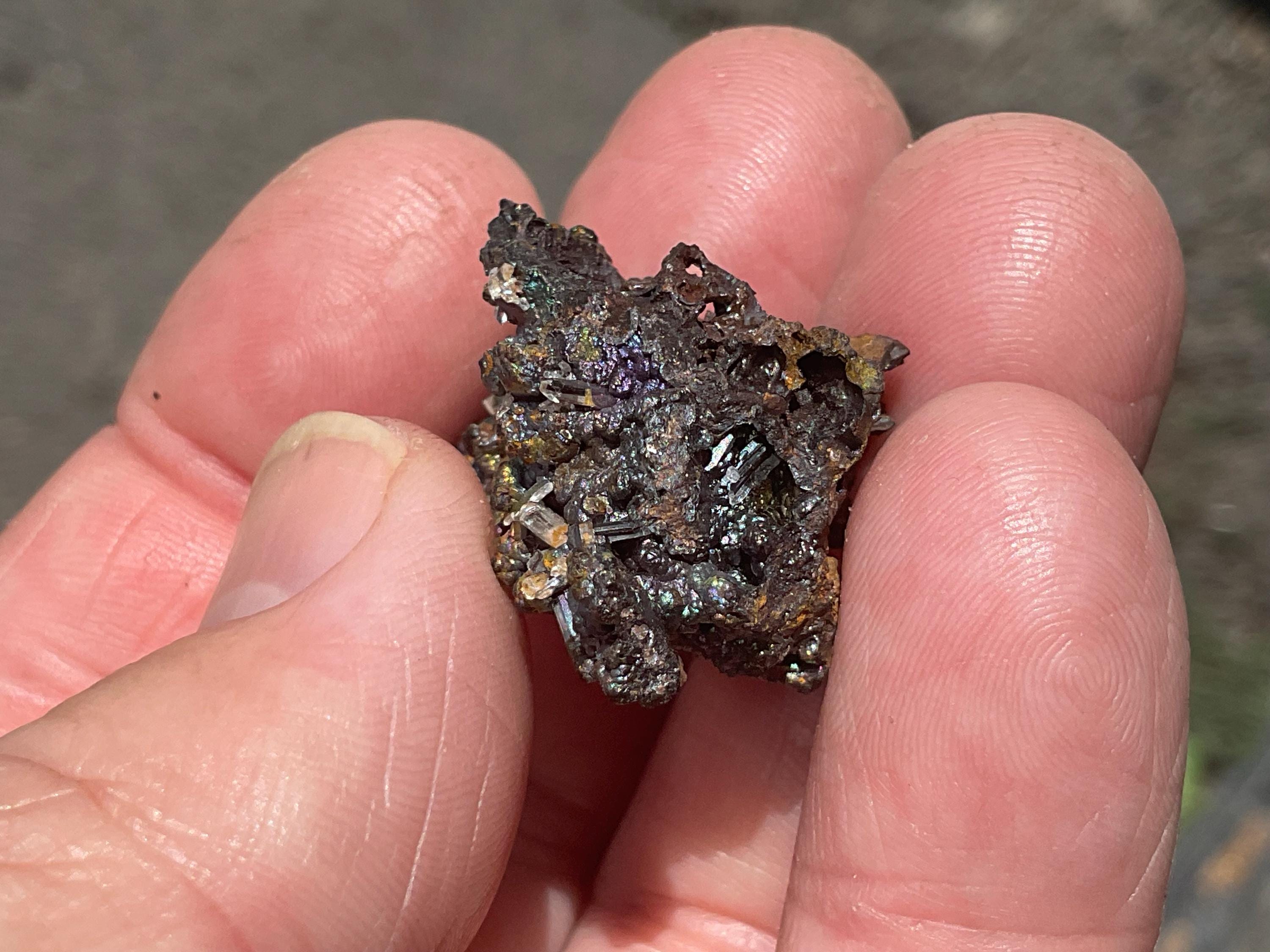 10g Iridescent Goethite/Limonite with Selenite Crystals Specimen 1A from Hubei, China