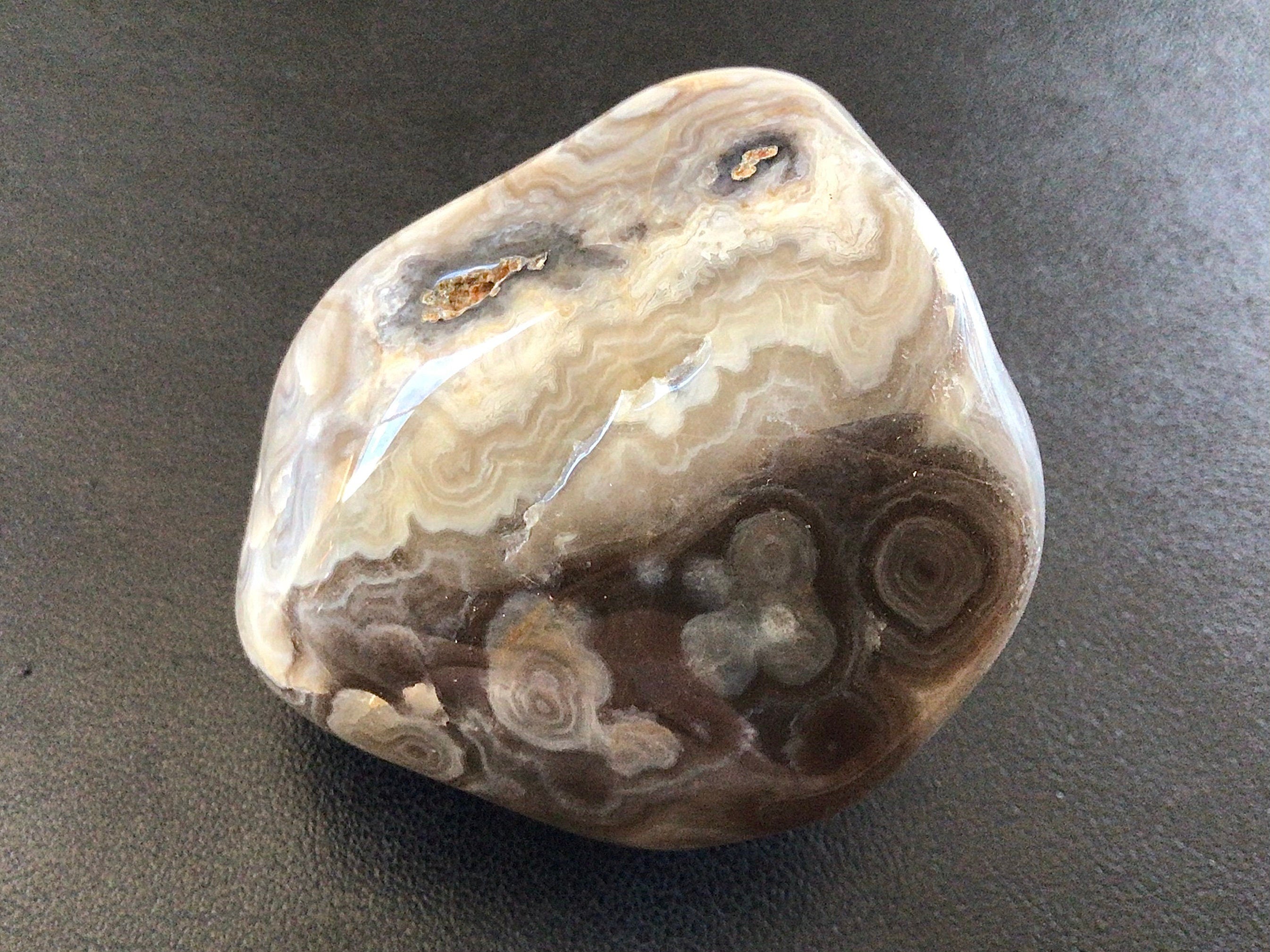 133g Large Crazy Lace Agate Palmstone 2A
