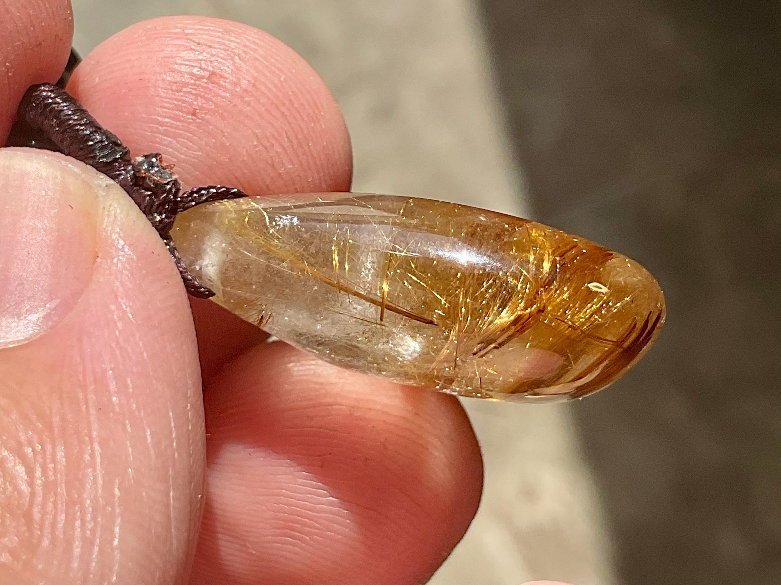 Golden Rutile Teardrop Adjustable Pendant C