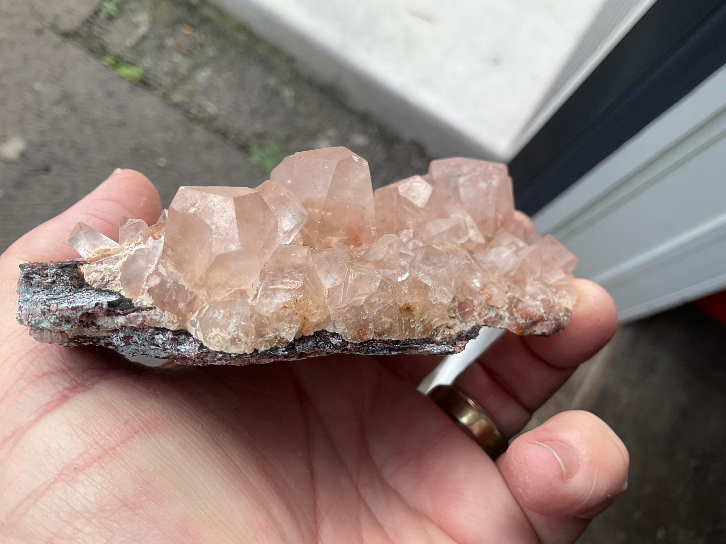 278g Blocky Calcite on Hematite Quartzite Specimen 3B from Hubei, China