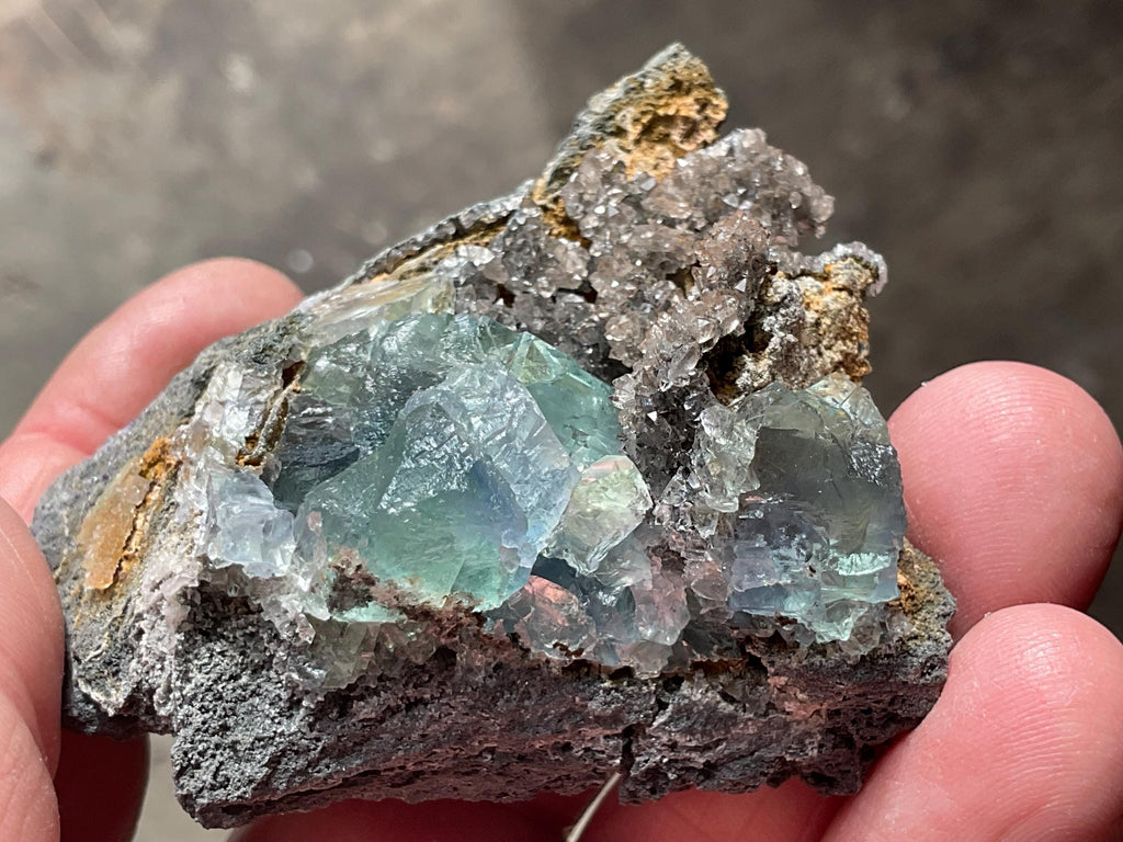 96g Pale Blue/Green Fluorite on Quartz Sphalerite Specimen Specimen 1B from Fujian, China