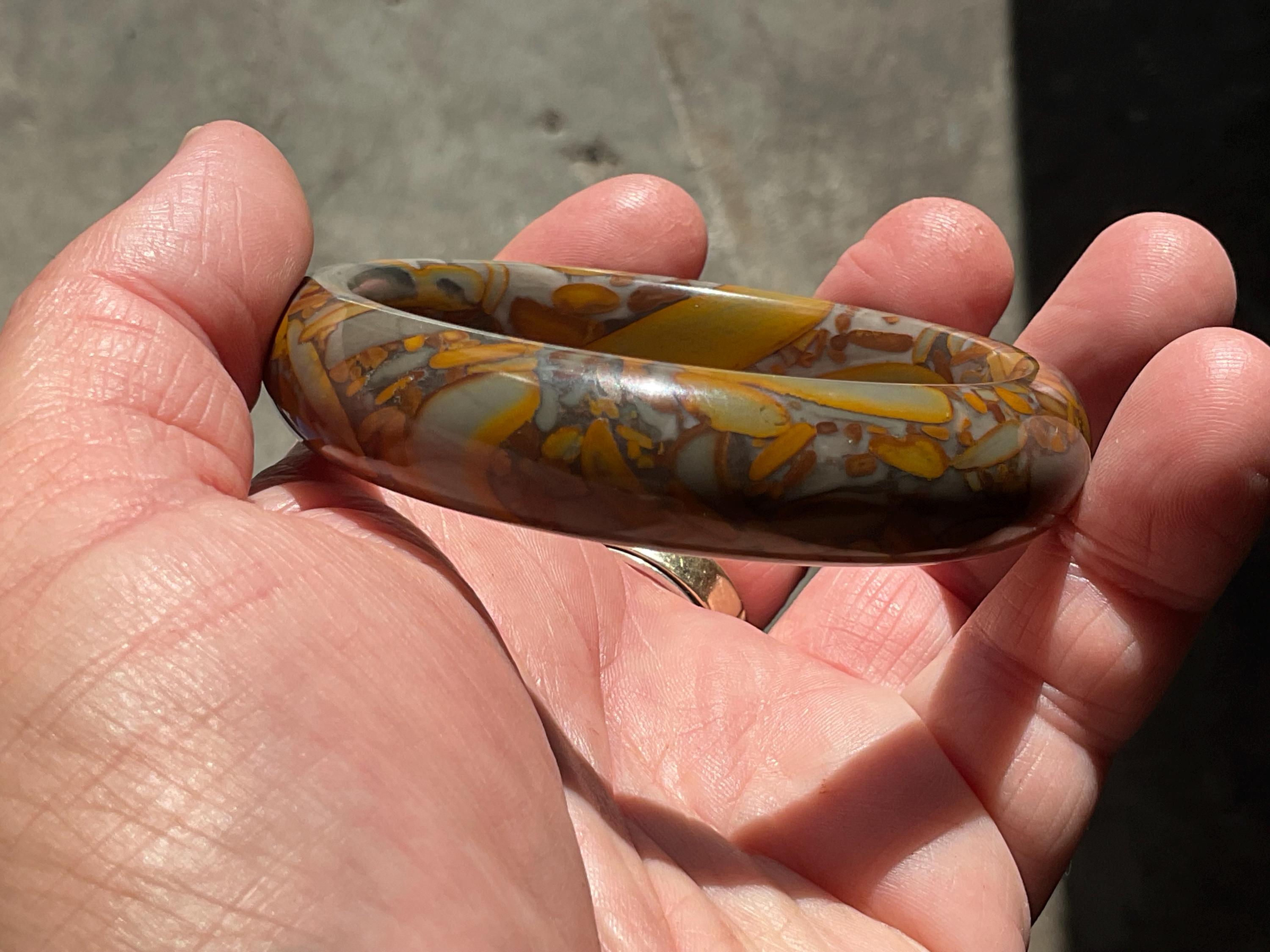66g A Grade “Bamboo Leaf” Jasper Solid Bangle A