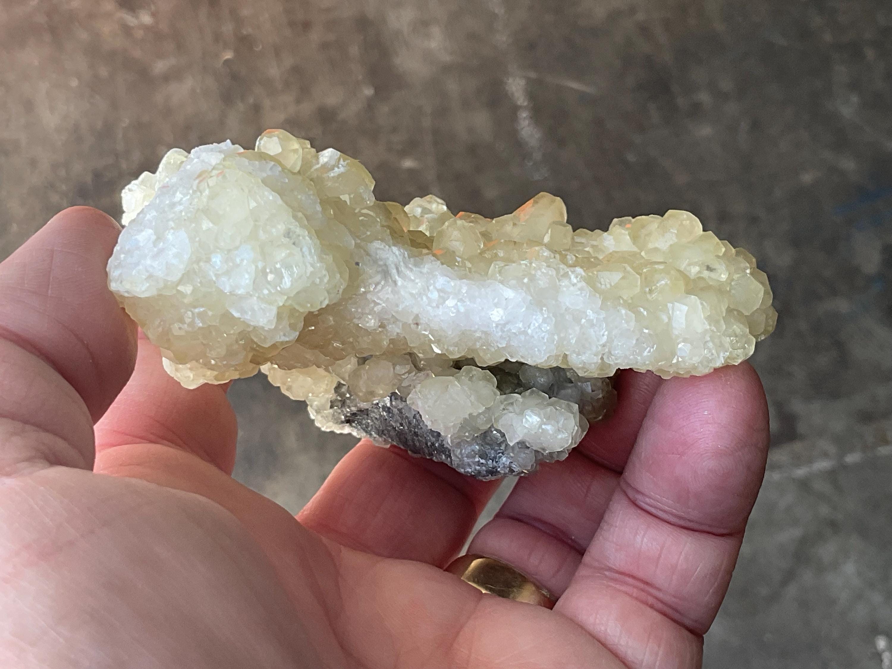 212g Yellow Botryoidal Calcite on Sphalerite Specimen 3B from Guizhou, China